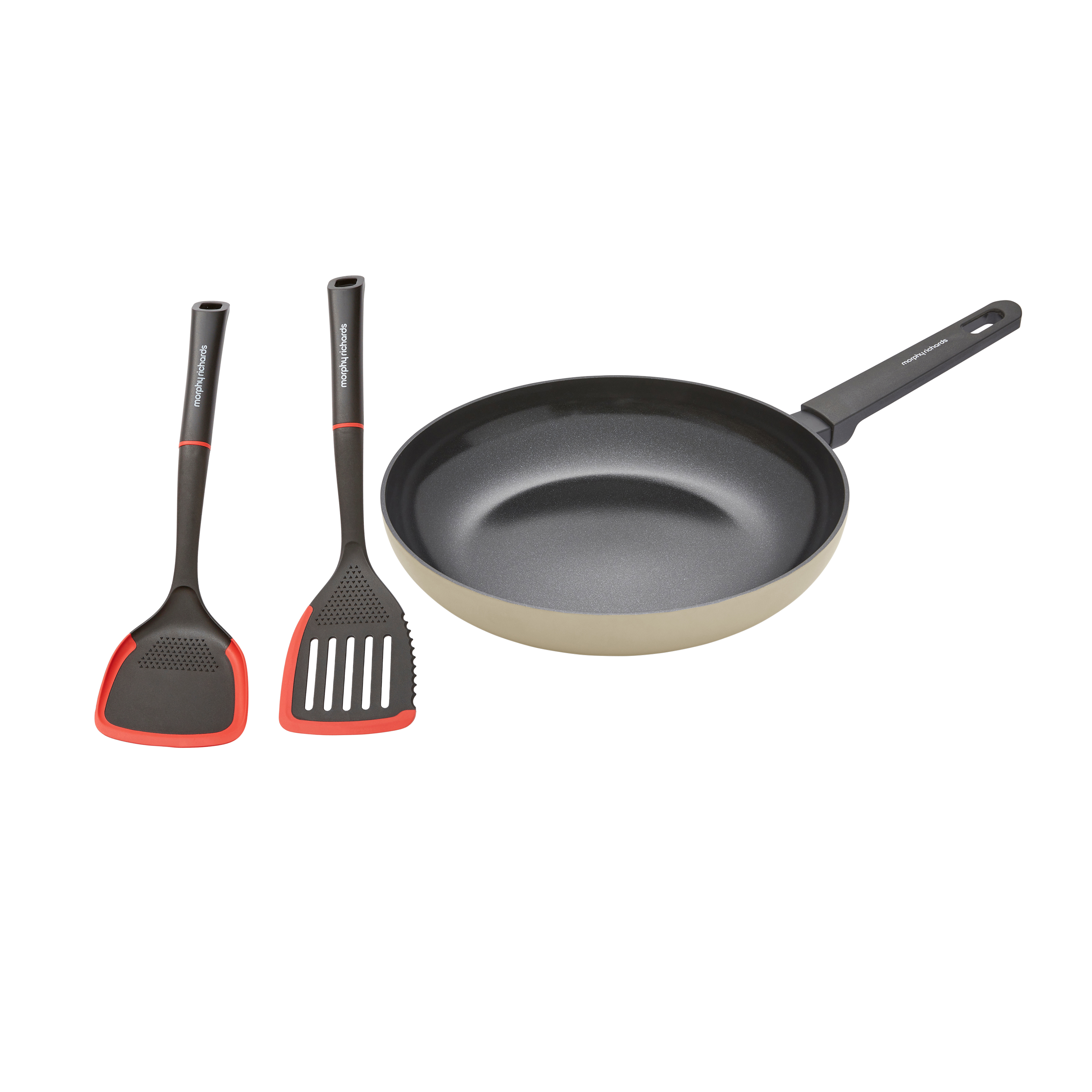 28cm Recycled Aluminium Frying Pan and Slotted and Solid Turner Set