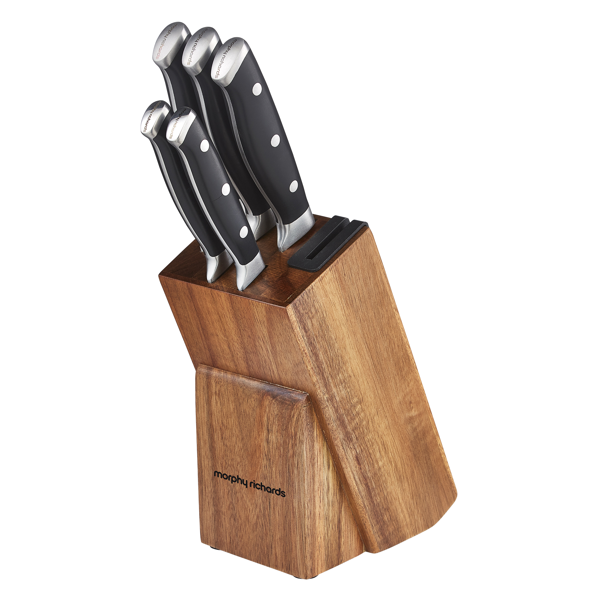 5 Piece Knife Block Set With Sharpener