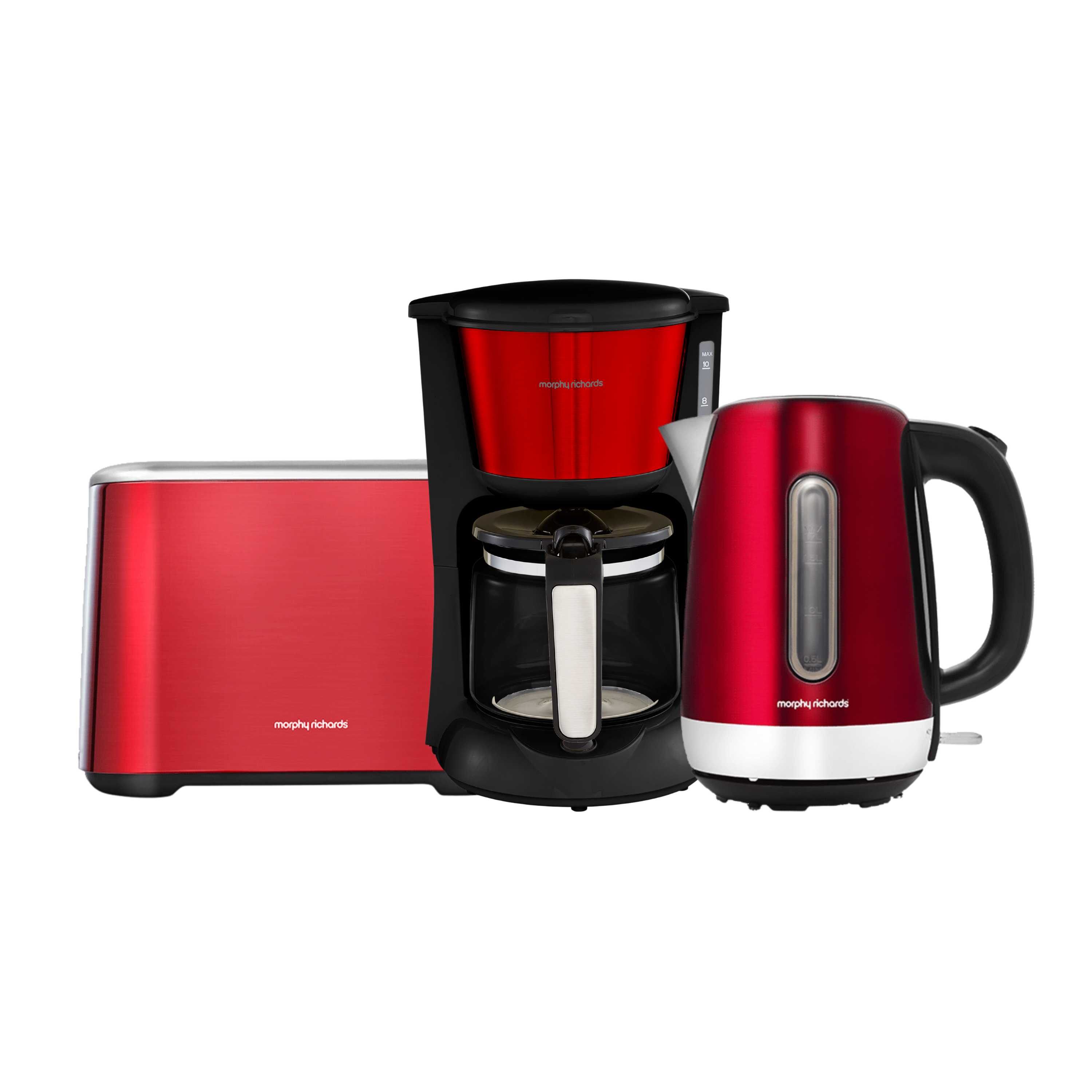 Equip Red Kettle, Toaster & Filter Coffee Machine Set