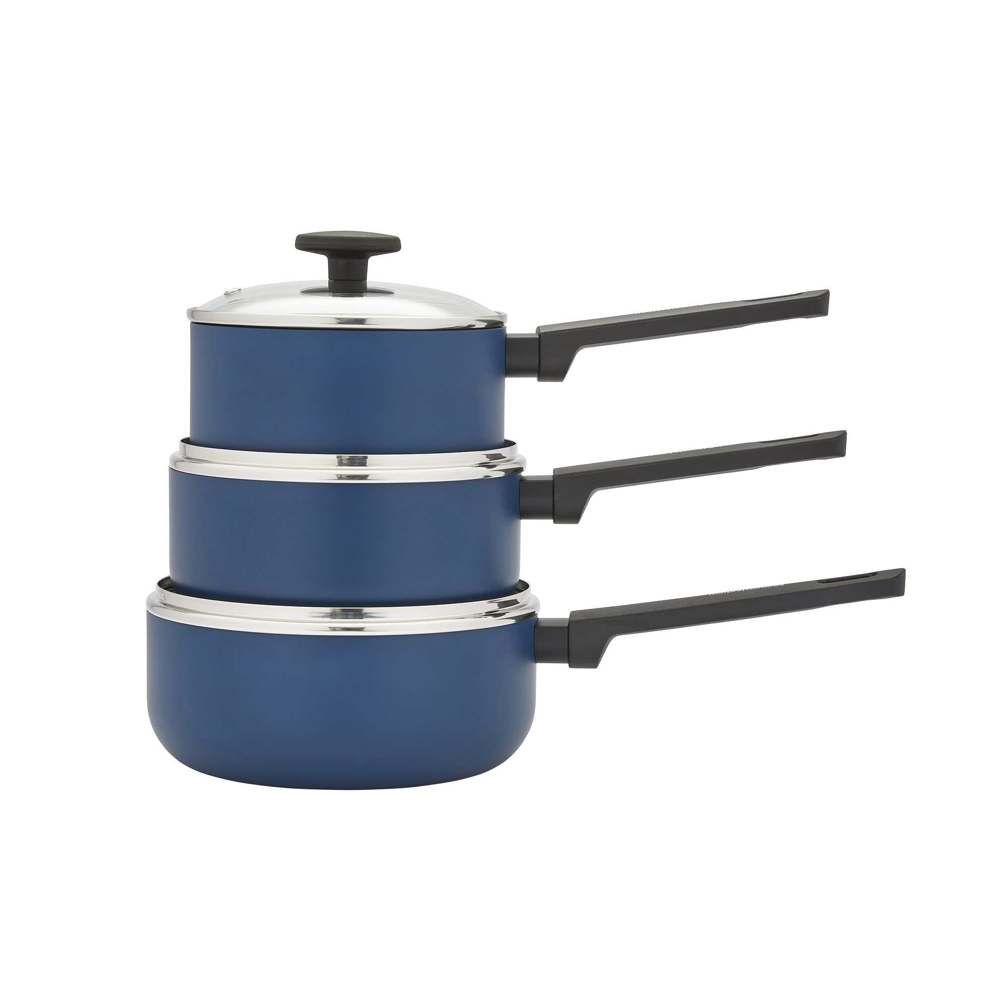 3 Piece Recycled Aluminium Saucepan Set - Blue
