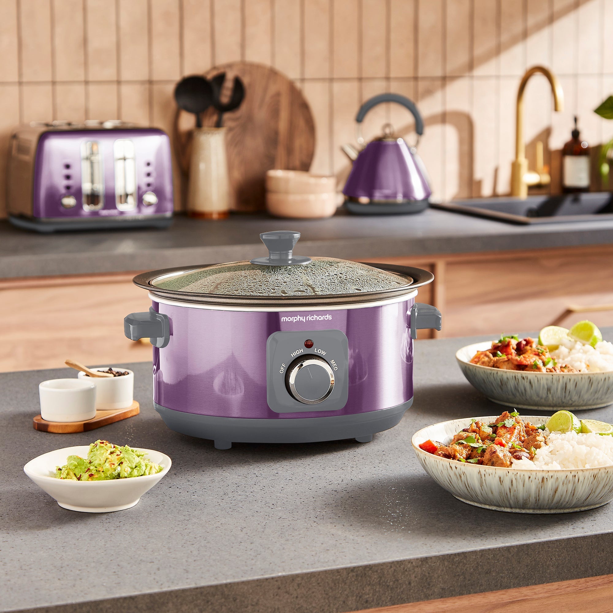Accents Sear & Stew 3.5L Purple Slow Cooker