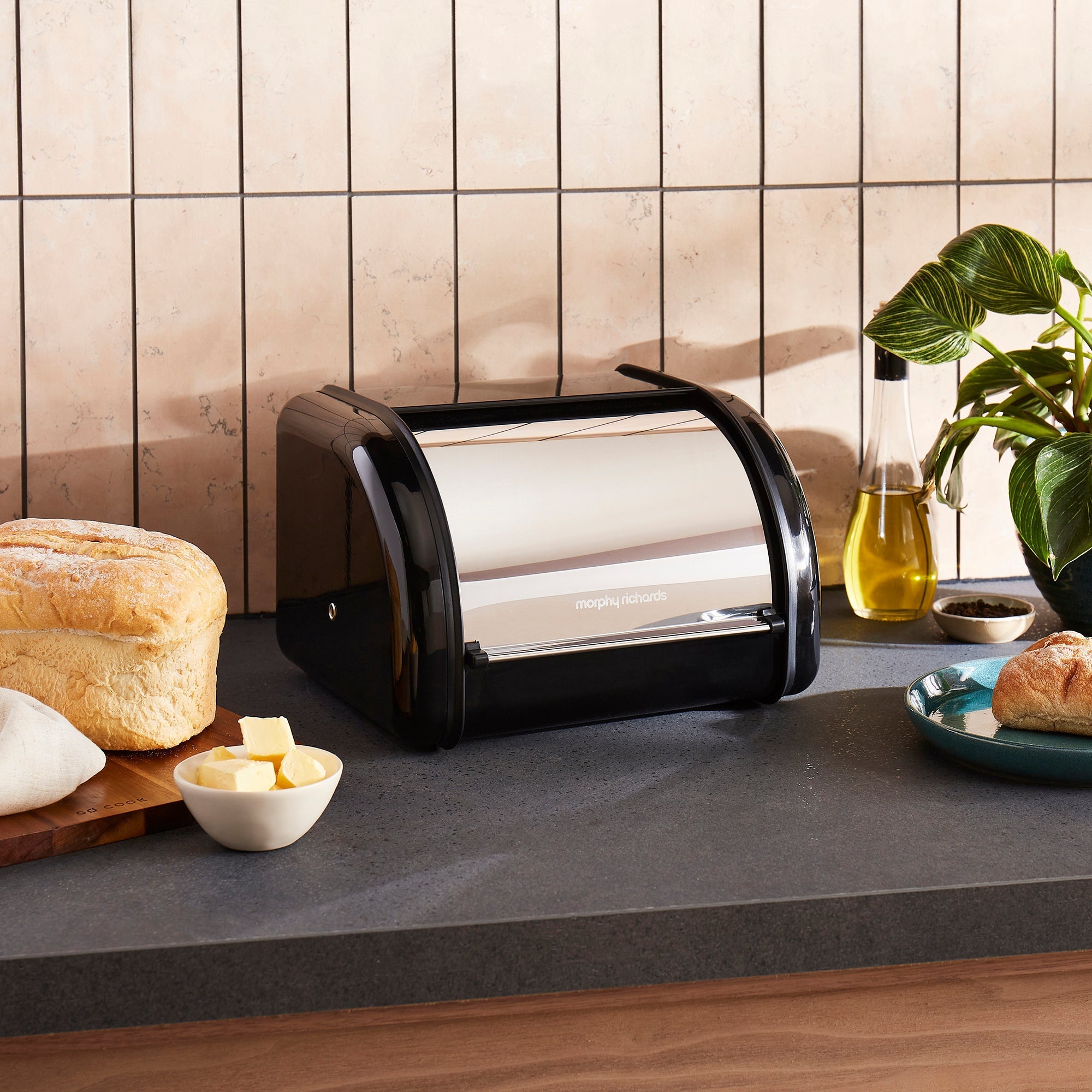 Equip Compact Roll Front Black Bread Bin