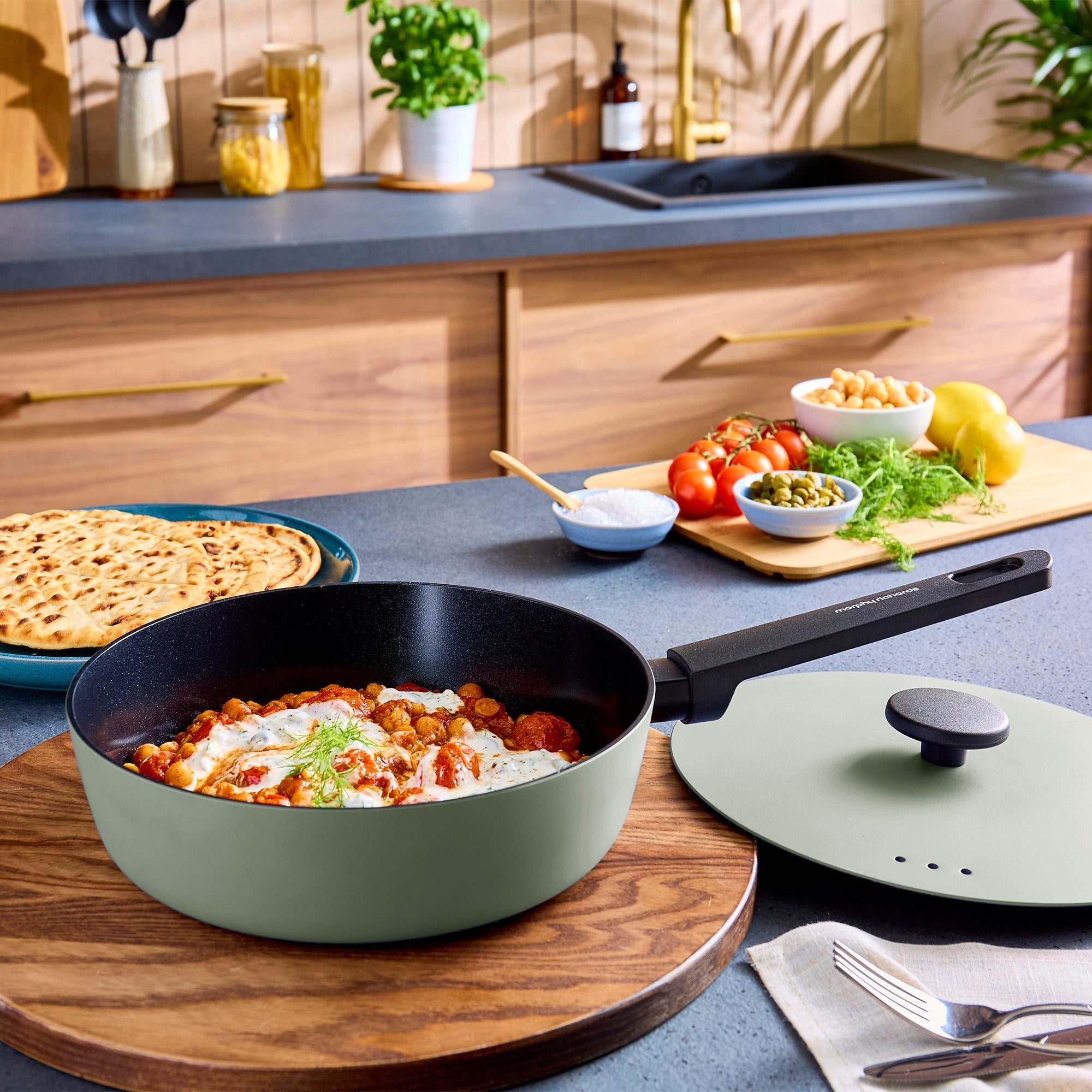 24cm Forged Aluminium Saute Pan - Green