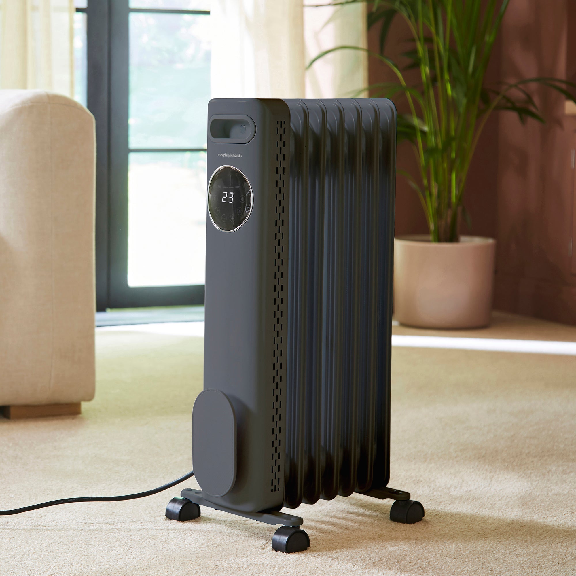 HeatFlux 1.5kw Digital Oil Filled Radiator with Remote Control - Grey