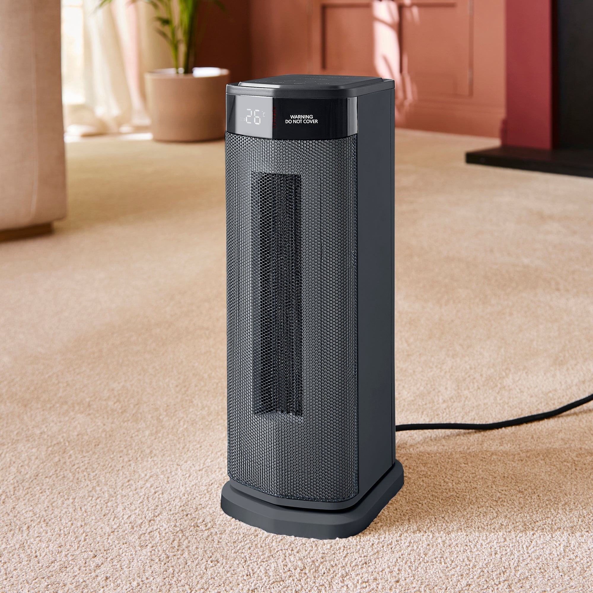 HeatFlux 2kw Digital Ceramic Tower Fan Heater with Remote Control - Grey