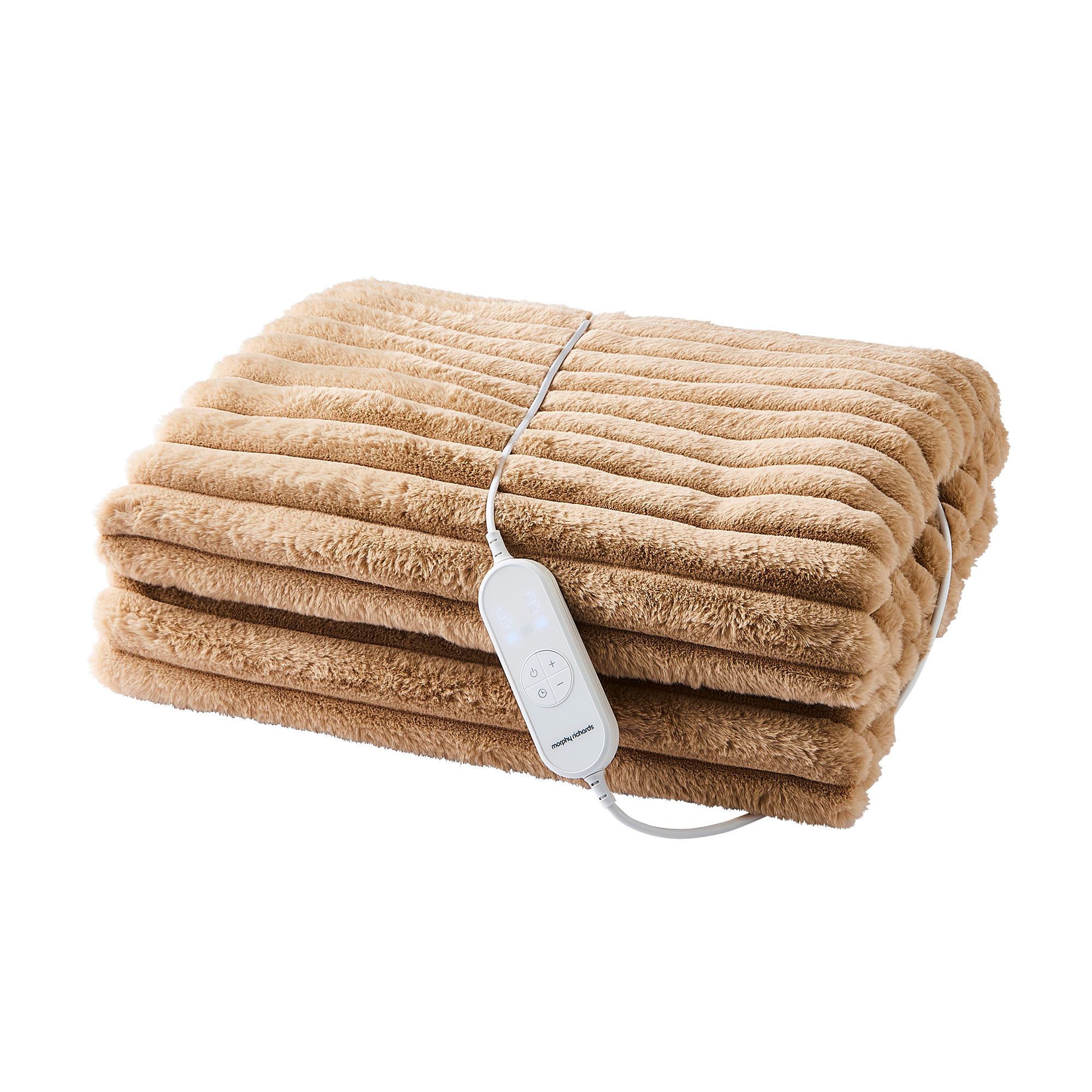 EverCosy Large Luxury Striped Fleece Electric Heated Throw - Mocha