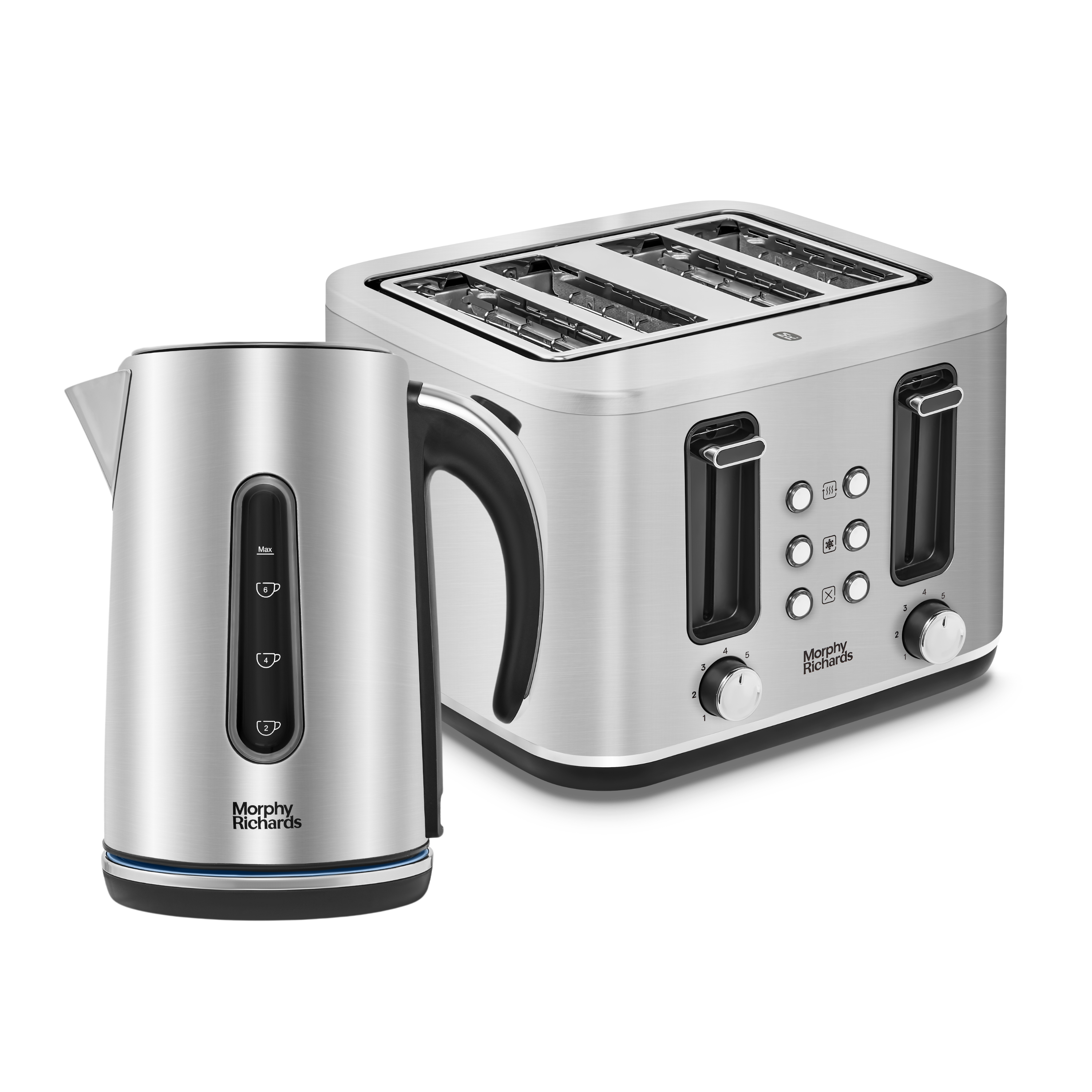 Motive Silver Kettle and Toaster Set - Brushed Steel