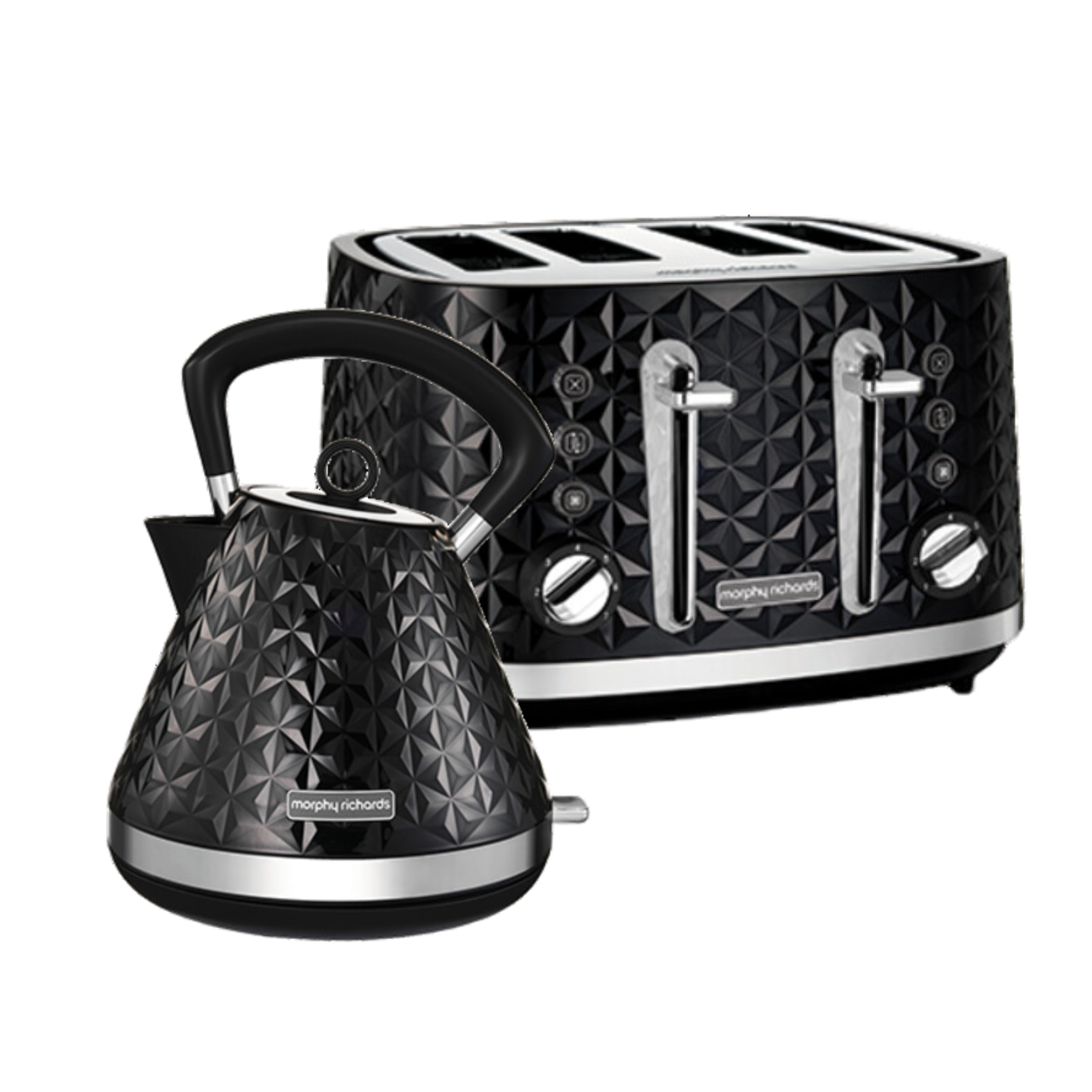 Vector Black Kettle and Toaster Set