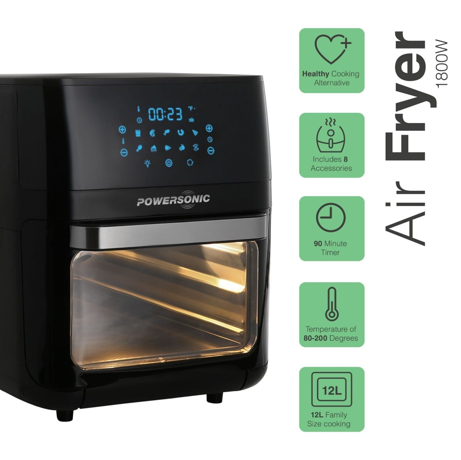 Powersonic 12L Digital Air Fryer Oven