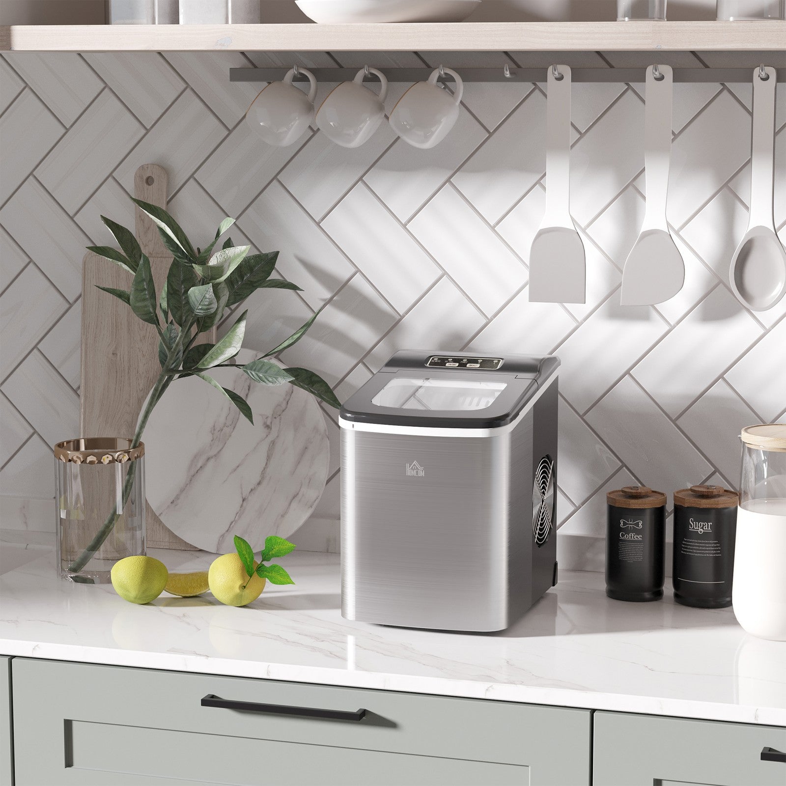 HOMCOM Compact Countertop Ice Maker Machine