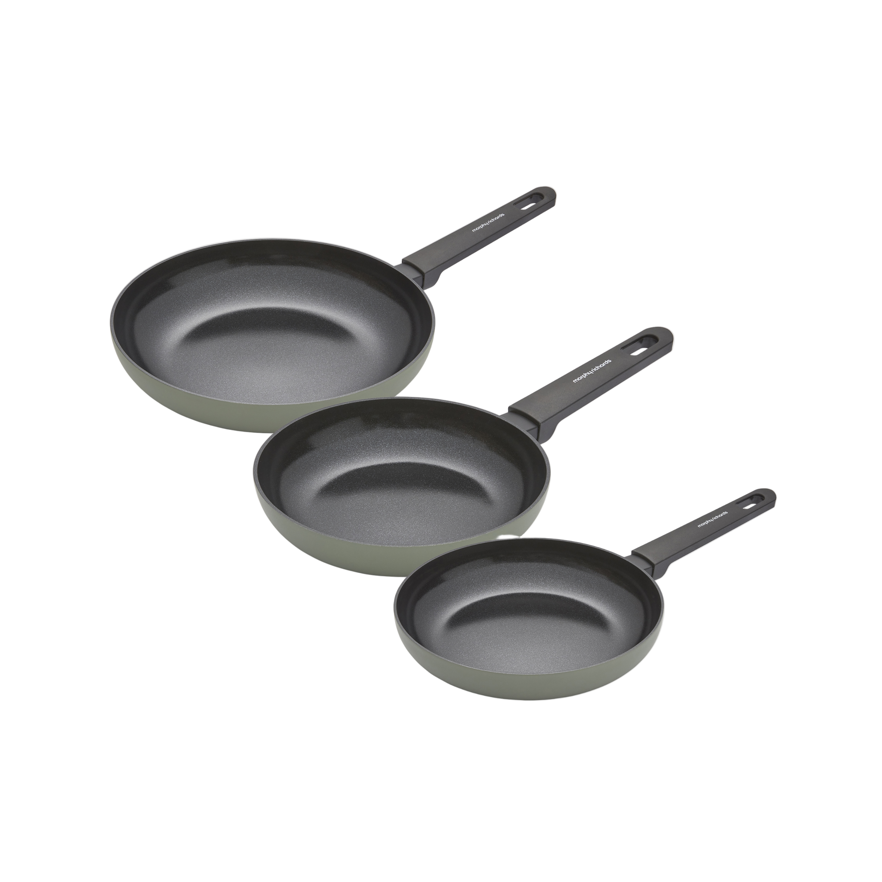 20cm, 24cm, 28cm Recycled Aluminium Frying Pan Set - Green