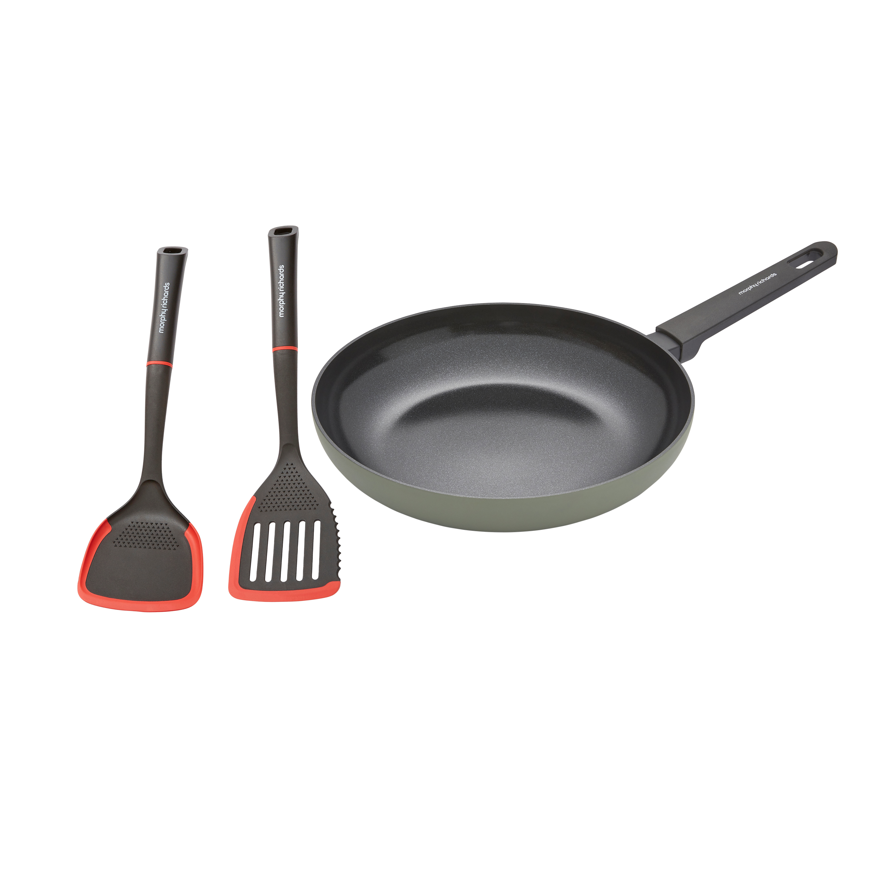 28cm Recycled Aluminium Frying Pan and Slotted and Solid Turner Set