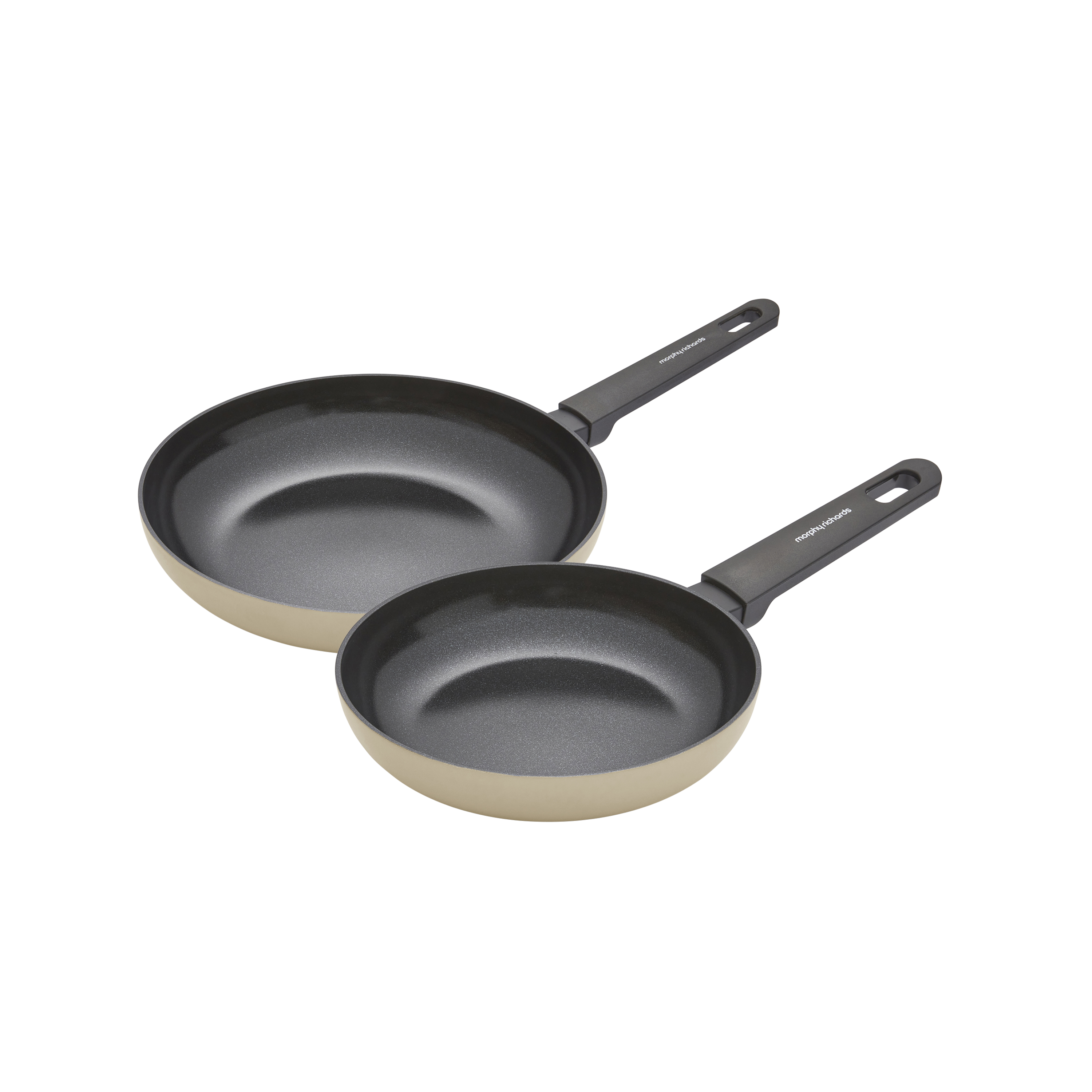 28cm and 20cm Recycled Aluminium Frying Pan Set - Cream