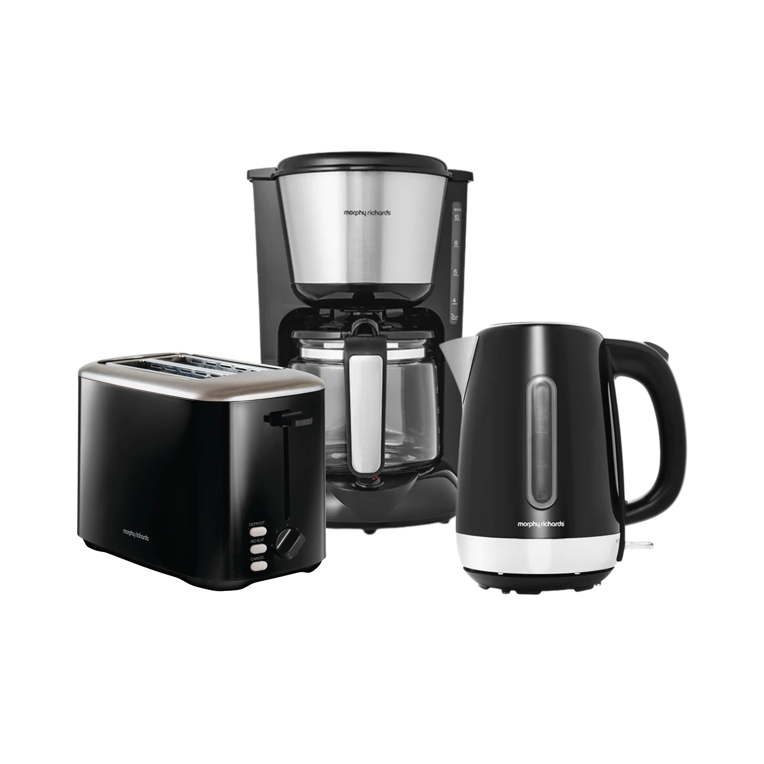 Equip Black Kettle, Toaster & Filter Coffee Machine Set