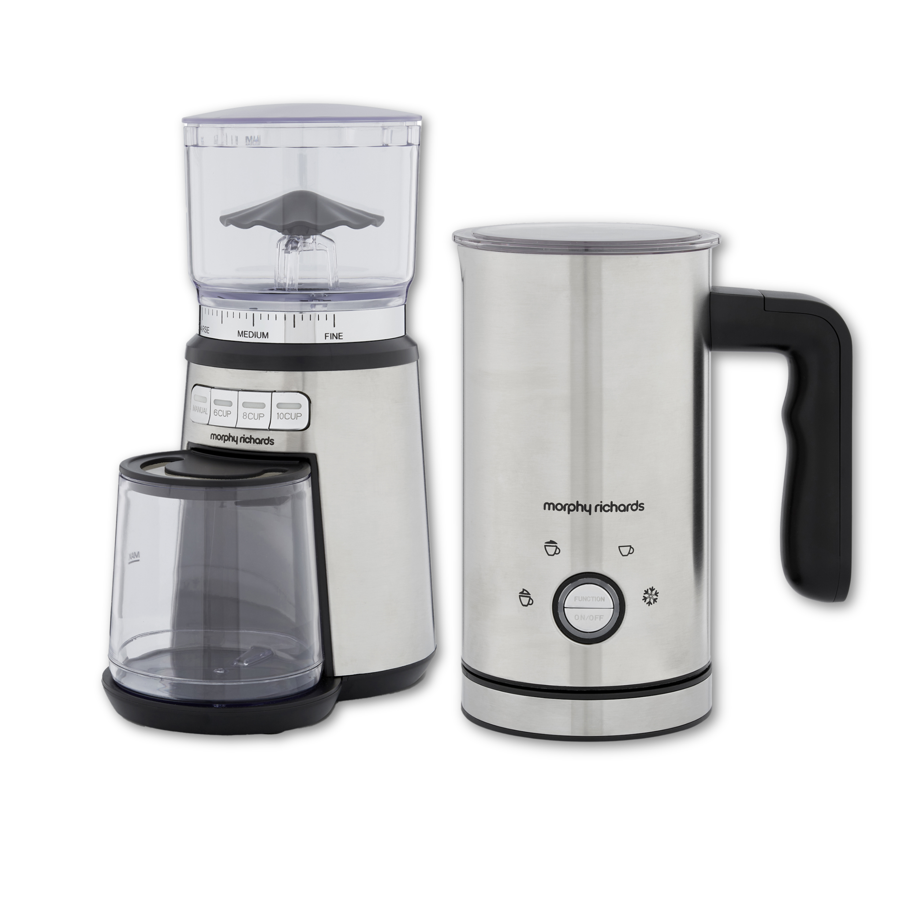 Brew & Blend Electric Burr Coffee Grinder and Milk Frother Set