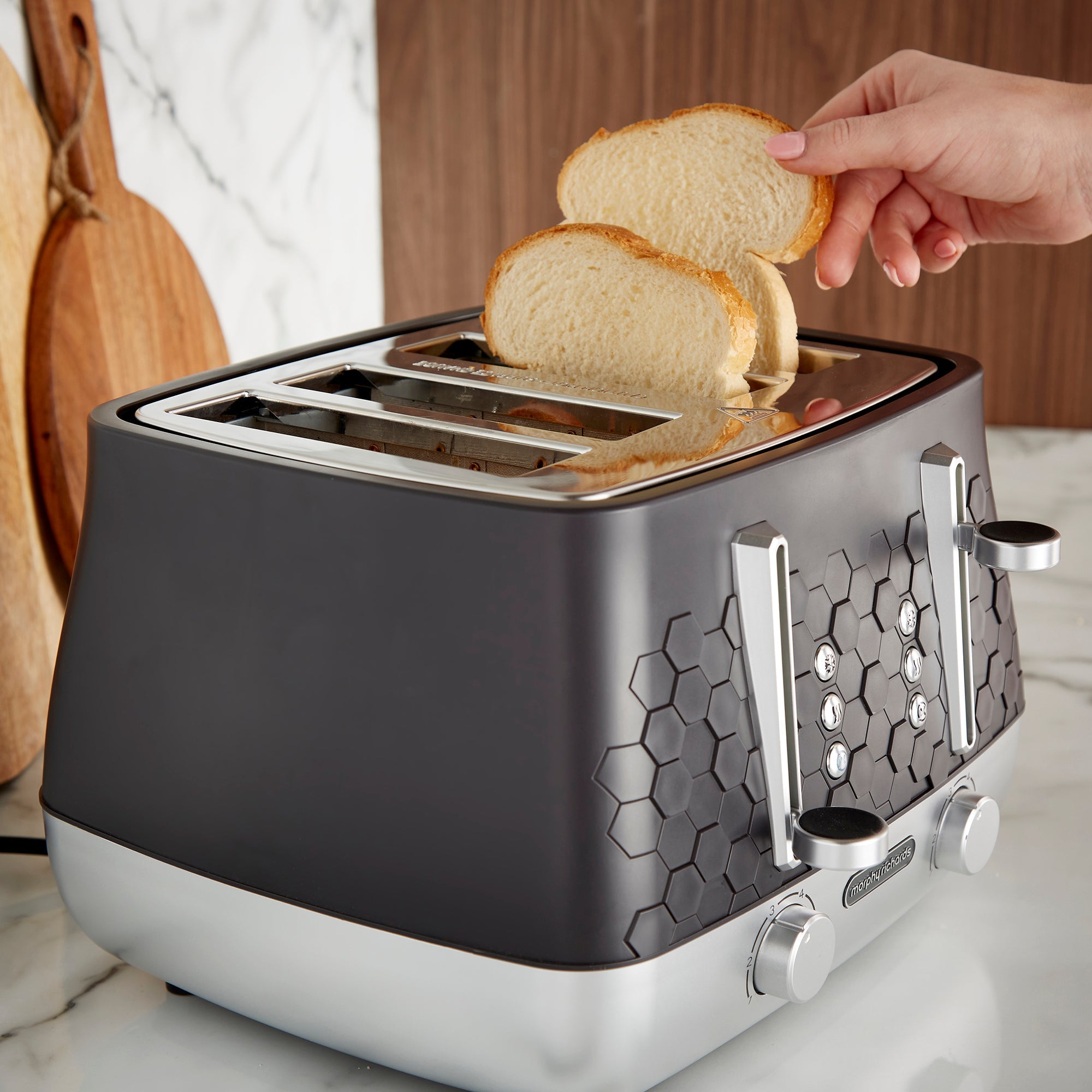 Cassini 4-Slice Black Toaster - Moonless Night