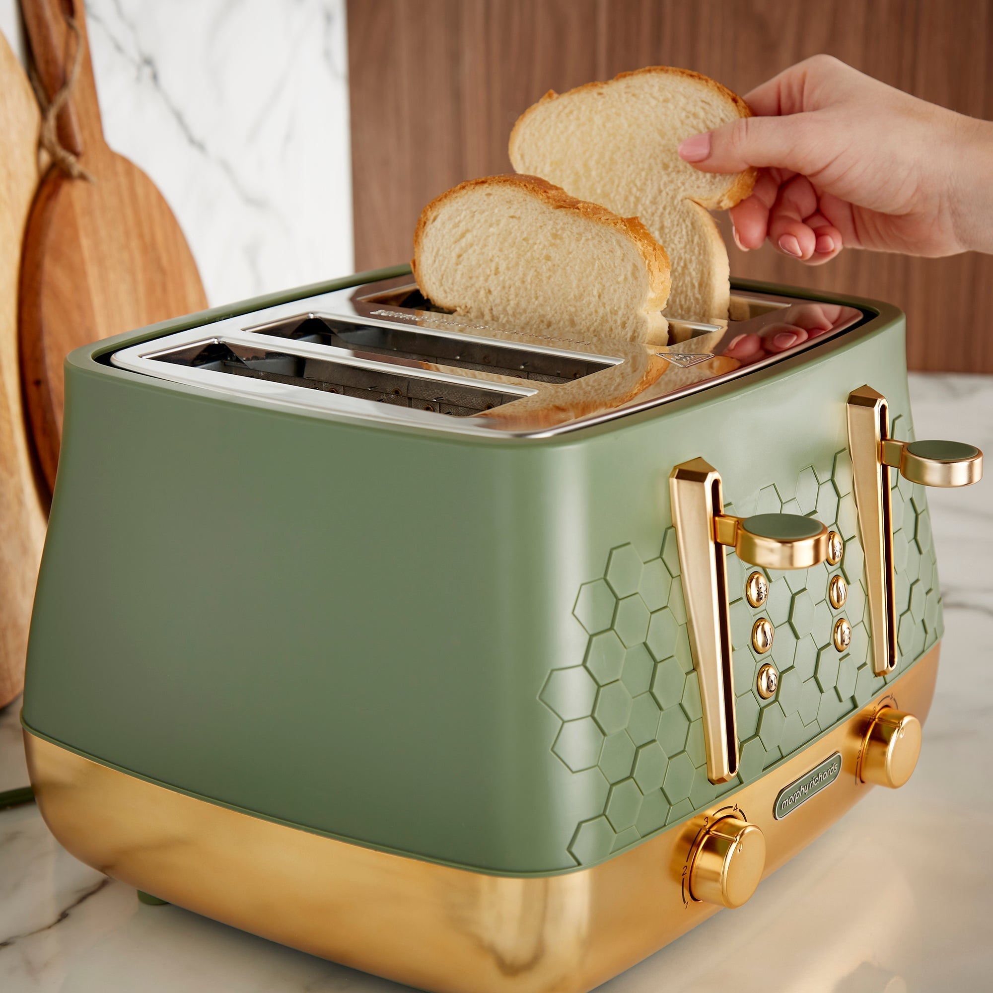 Cassini 4-Slice Green Toaster - Olivine