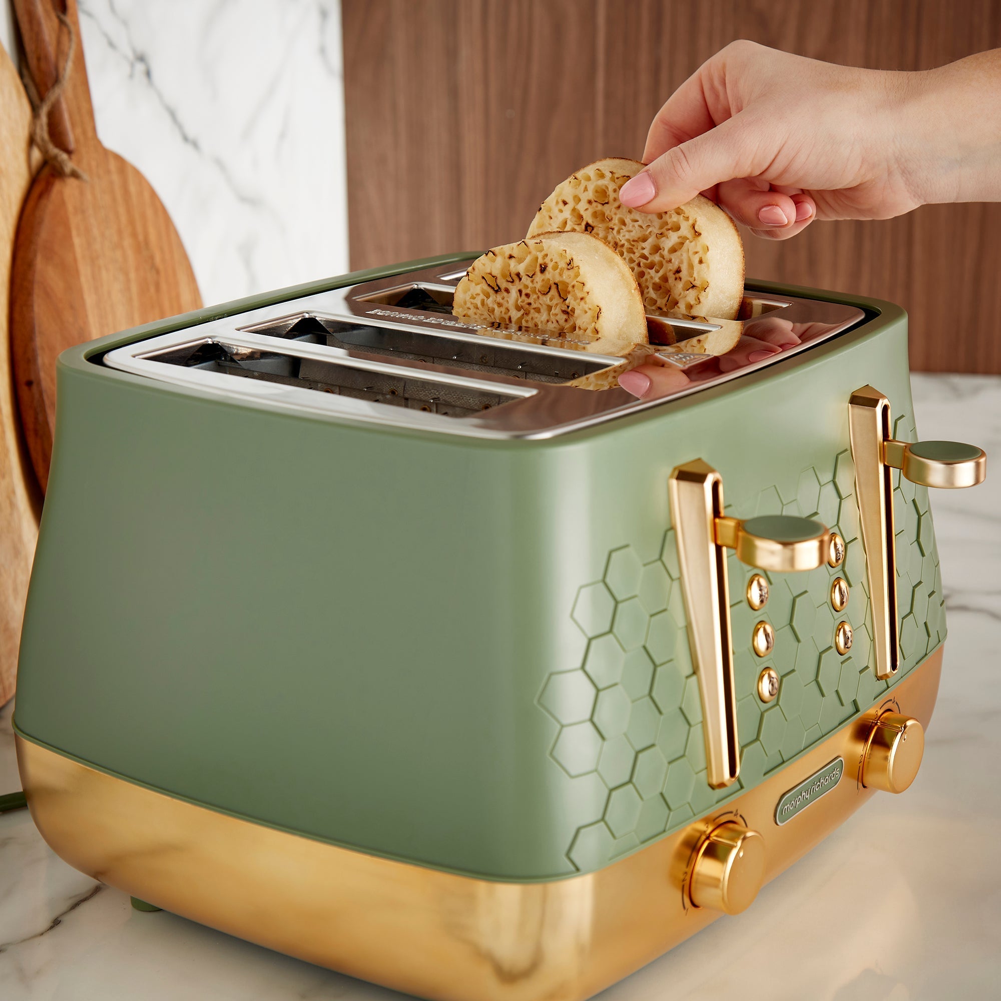 Cassini 4-Slice Green Toaster - Olivine