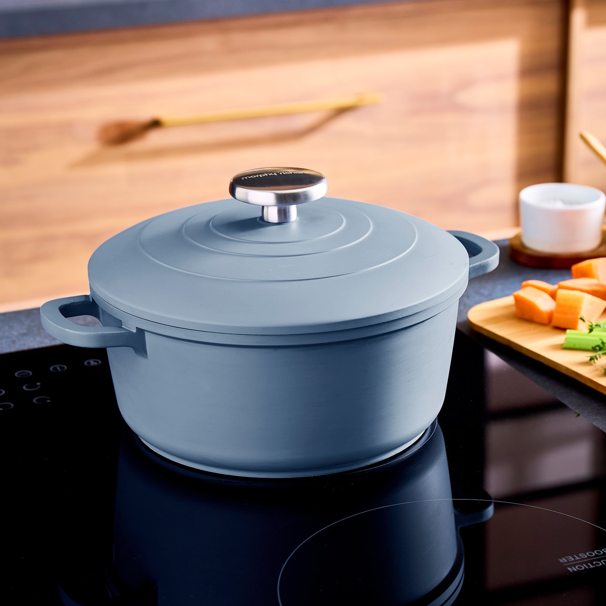 20cm Cast Aluminium Casserole Dish Blue & 24cm Forged Aluminium Saute Pan Set - Blue
