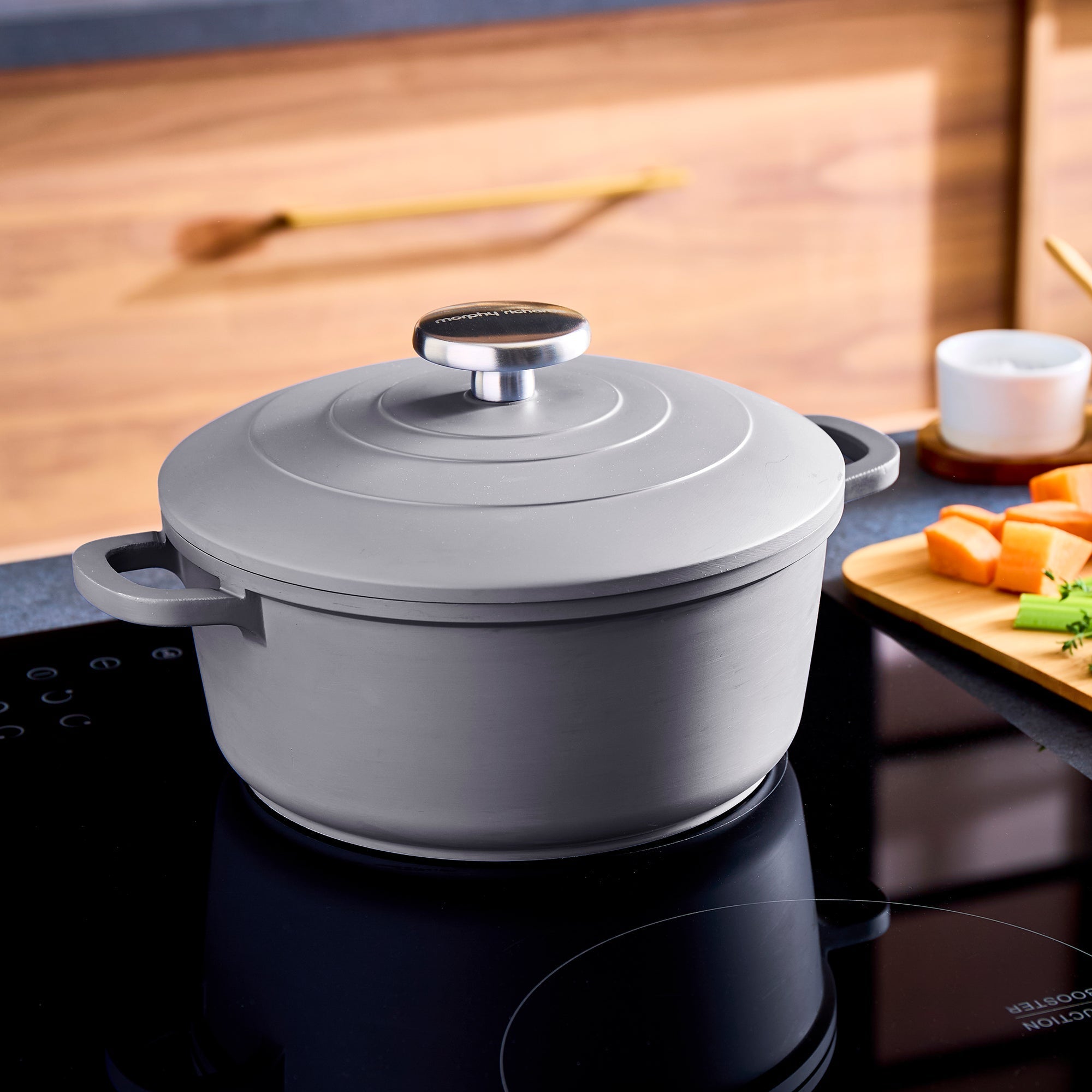 20cm Cast Aluminium Casserole Dish Grey & 24cm Forged Aluminium Saute Pan Set - Grey