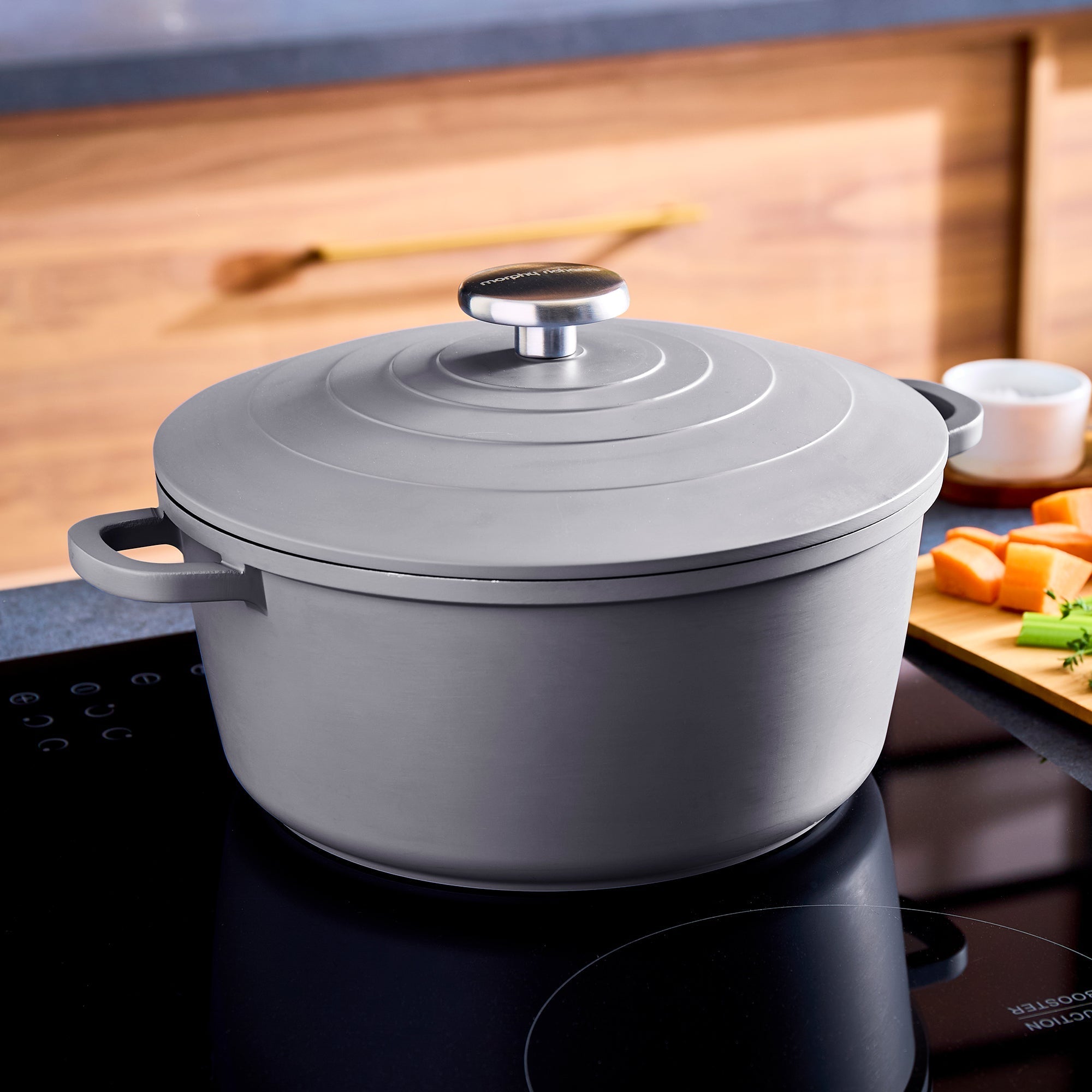 24cm Cast Aluminium Casserole Dish - Grey