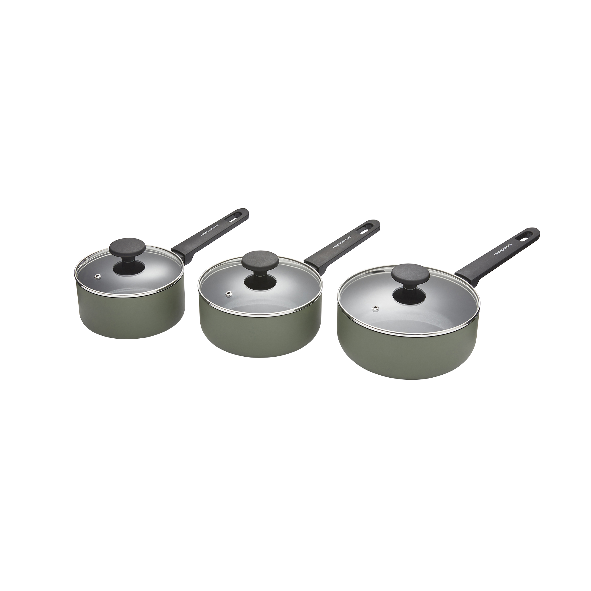 3 Piece Recycled Aluminium Saucepan Set - Green