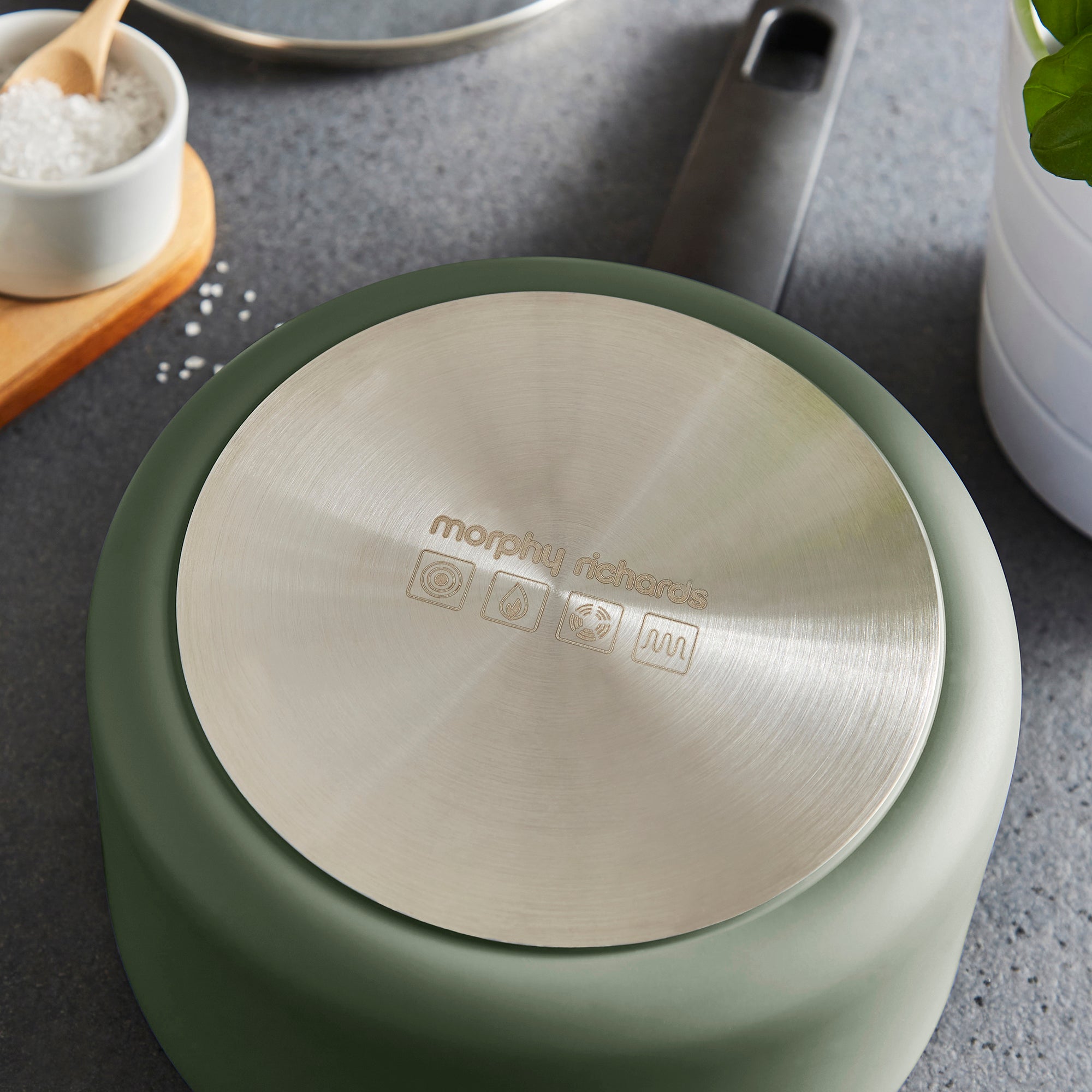 3 Piece Recycled Aluminium Saucepan Set - Green