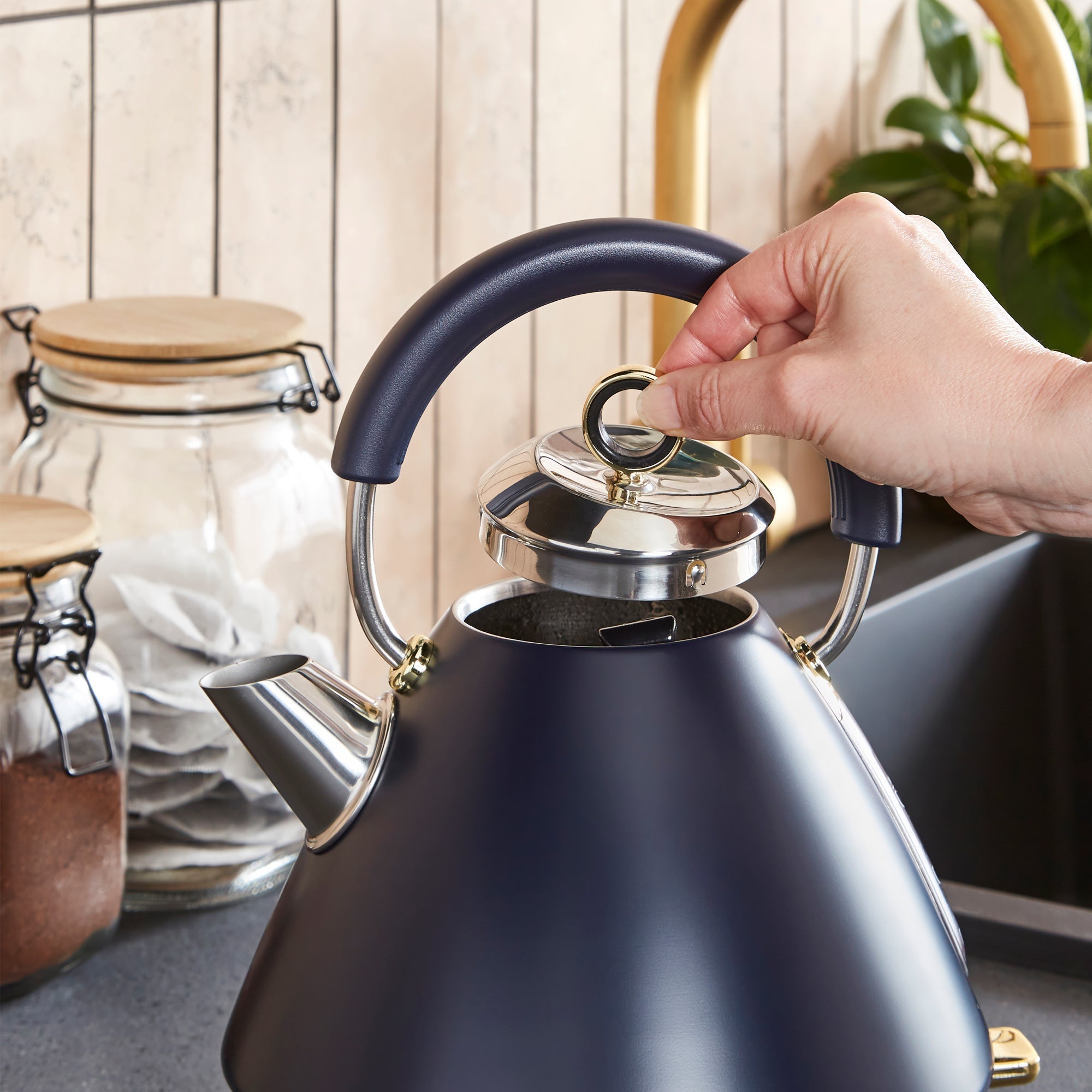 Accents Gold Navy Kettle and Toaster Set