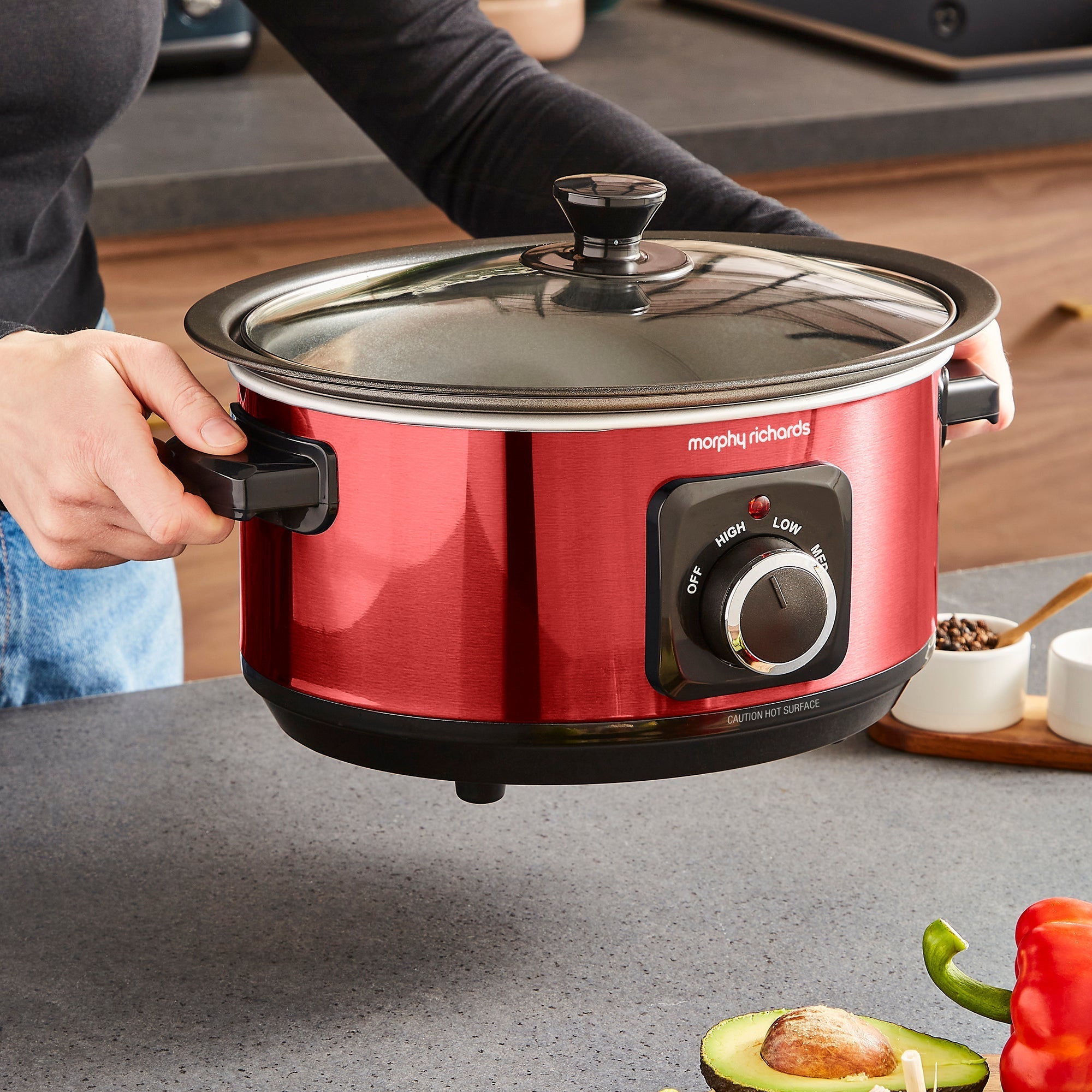 Accents Sear & Stew 3.5L Red Slow Cooker