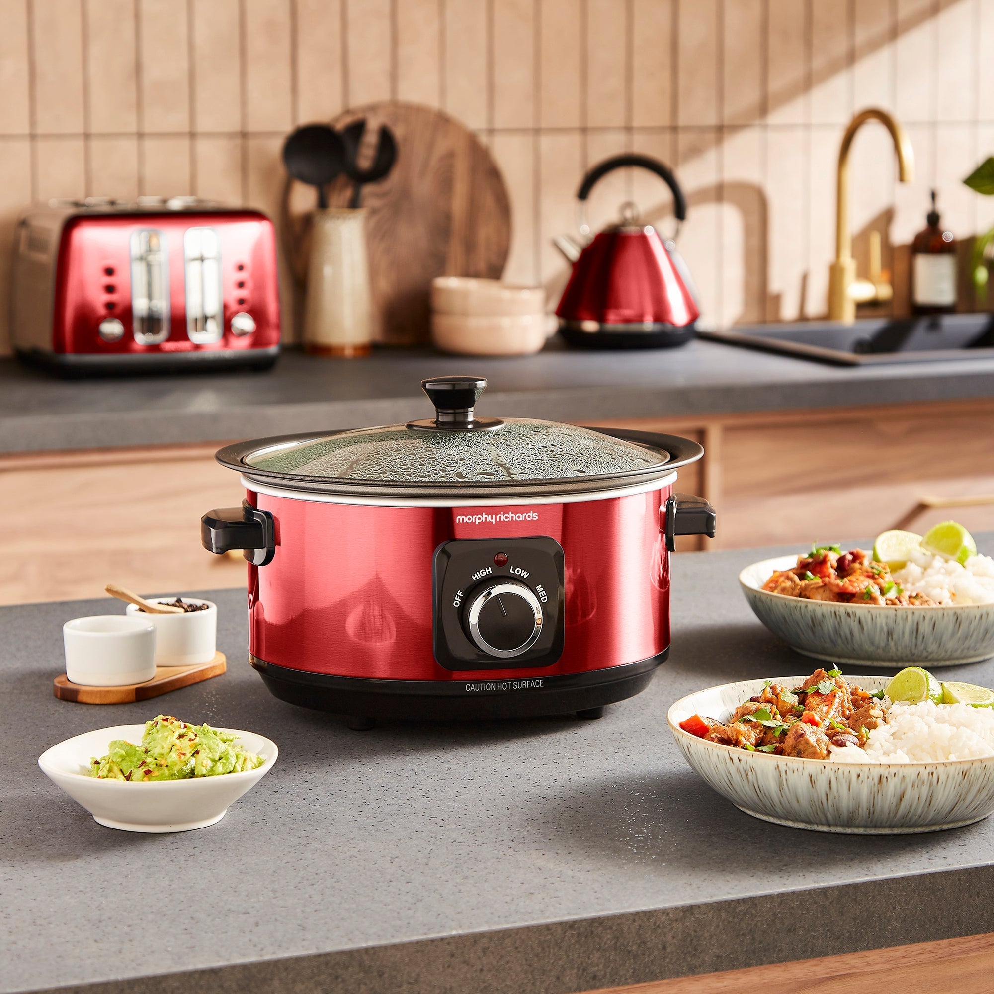 Accents Sear & Stew 3.5L Red Slow Cooker
