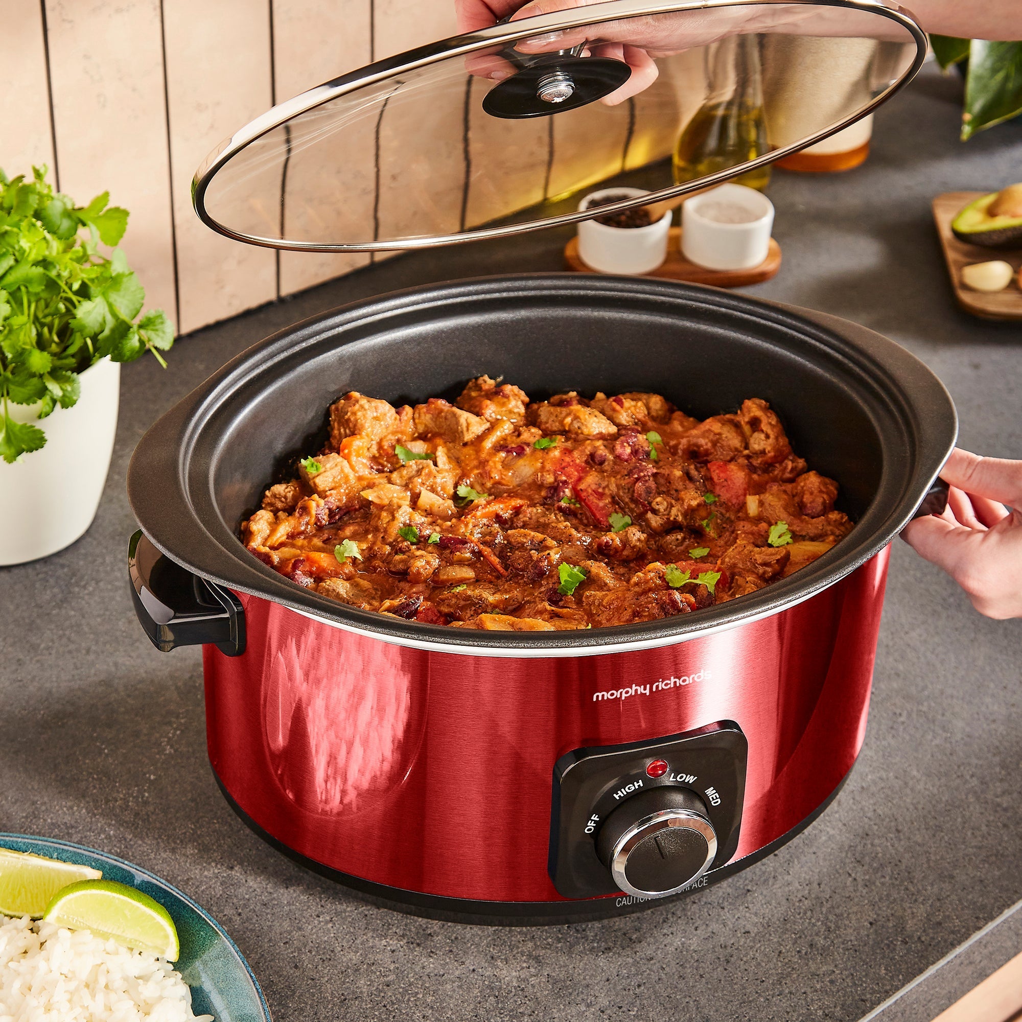 Accents Sear & Stew 3.5L Red Slow Cooker