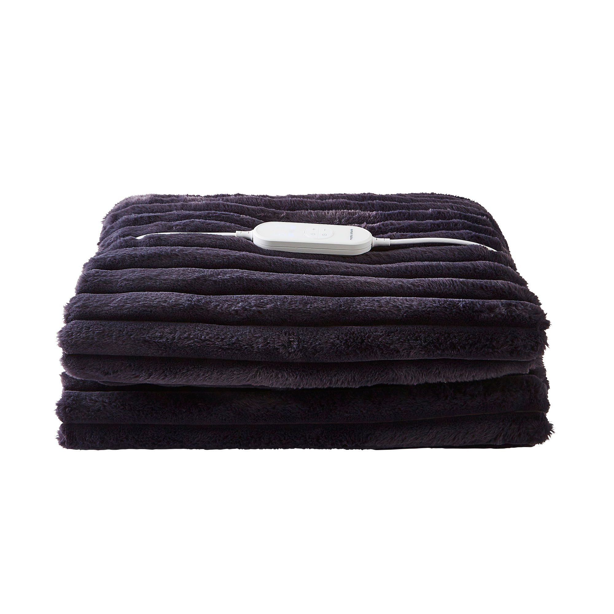 EverCosy Large Luxury Striped Fleece Electric Heated Throw - Navy