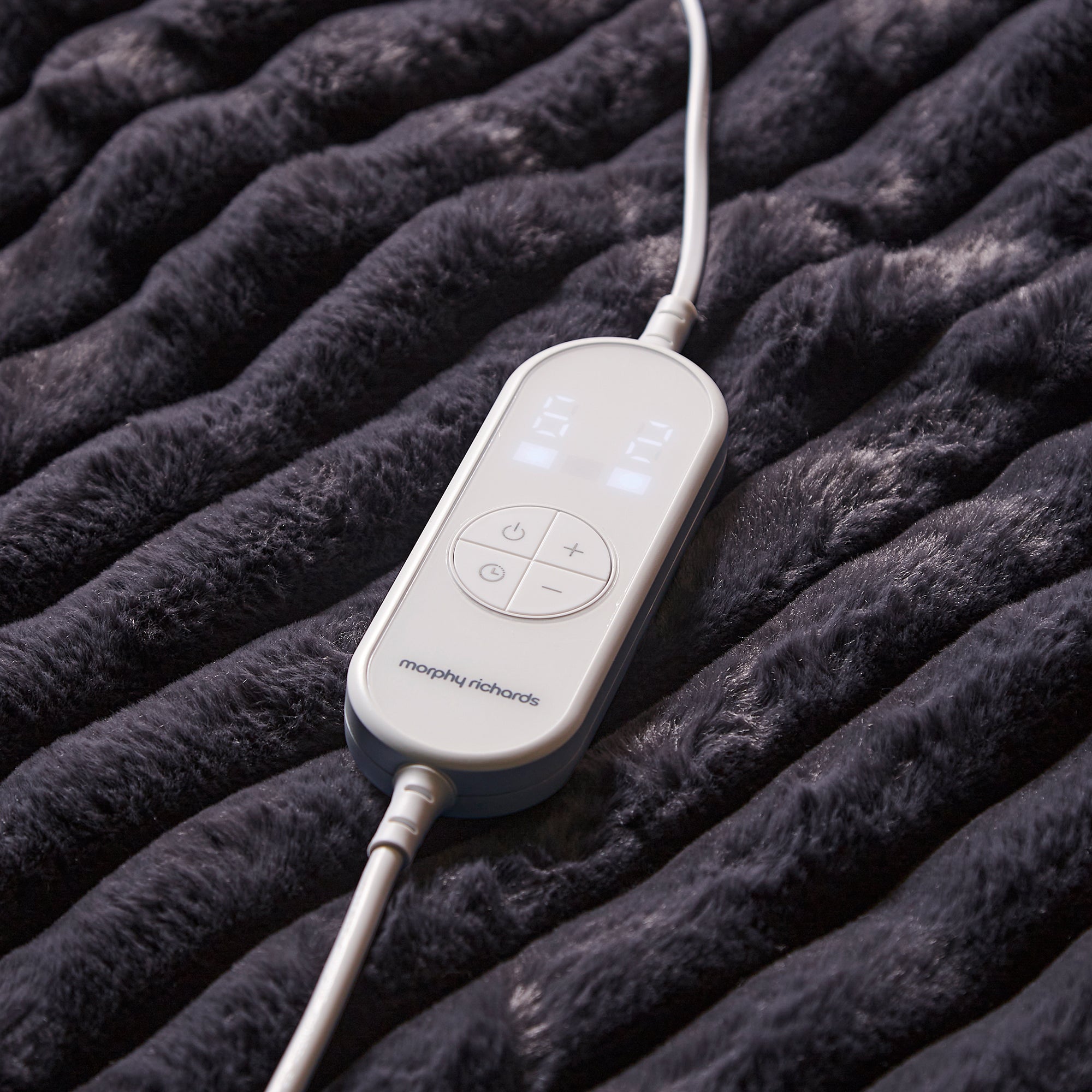 EverCosy Large Luxury Striped Fleece Electric Heated Throw - Navy