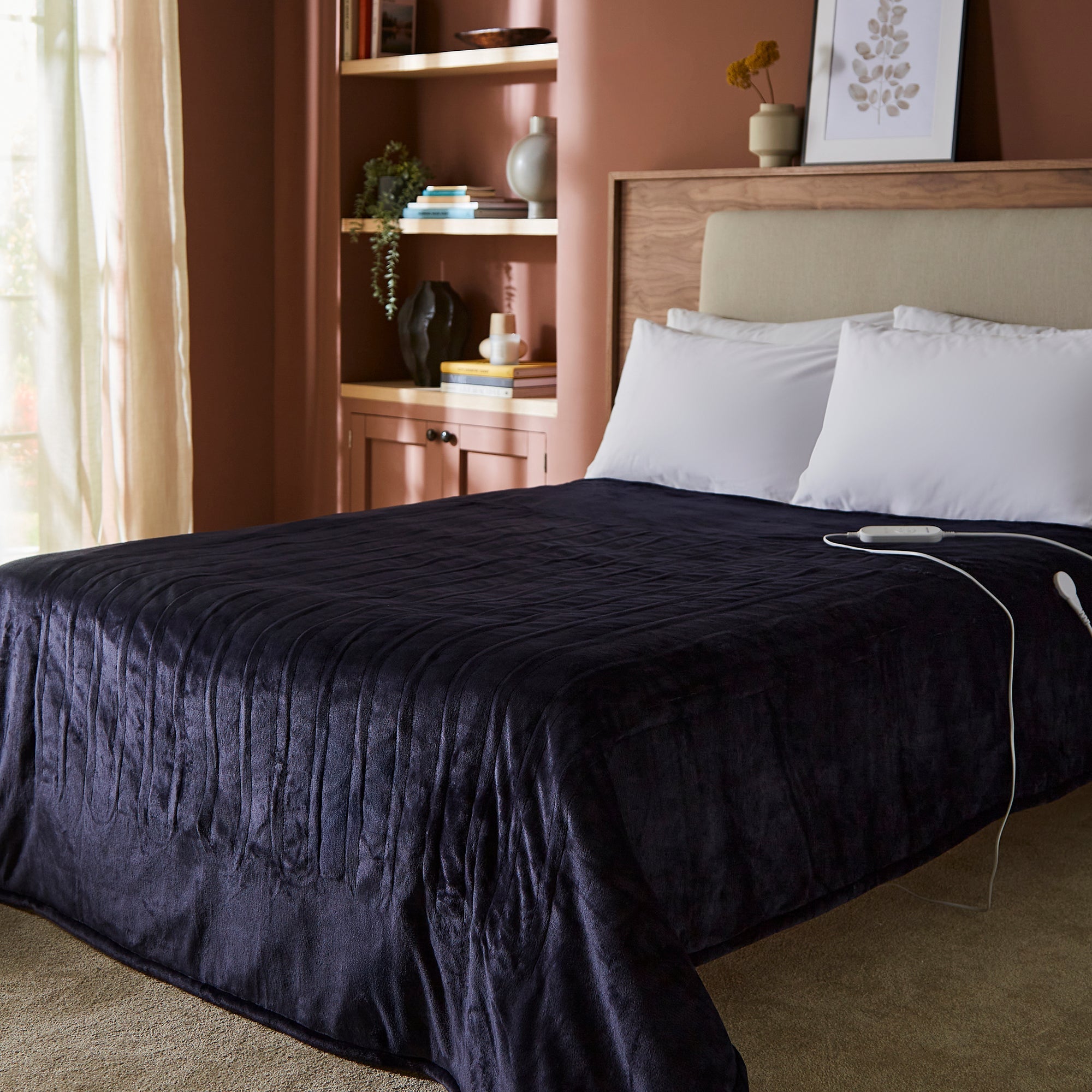 EverCosy Large Fleece Electric Heated Throw - Navy