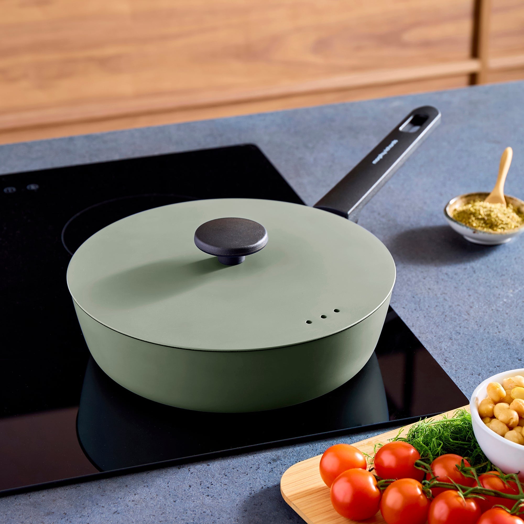 24cm Forged Aluminium Saute Pan - Green