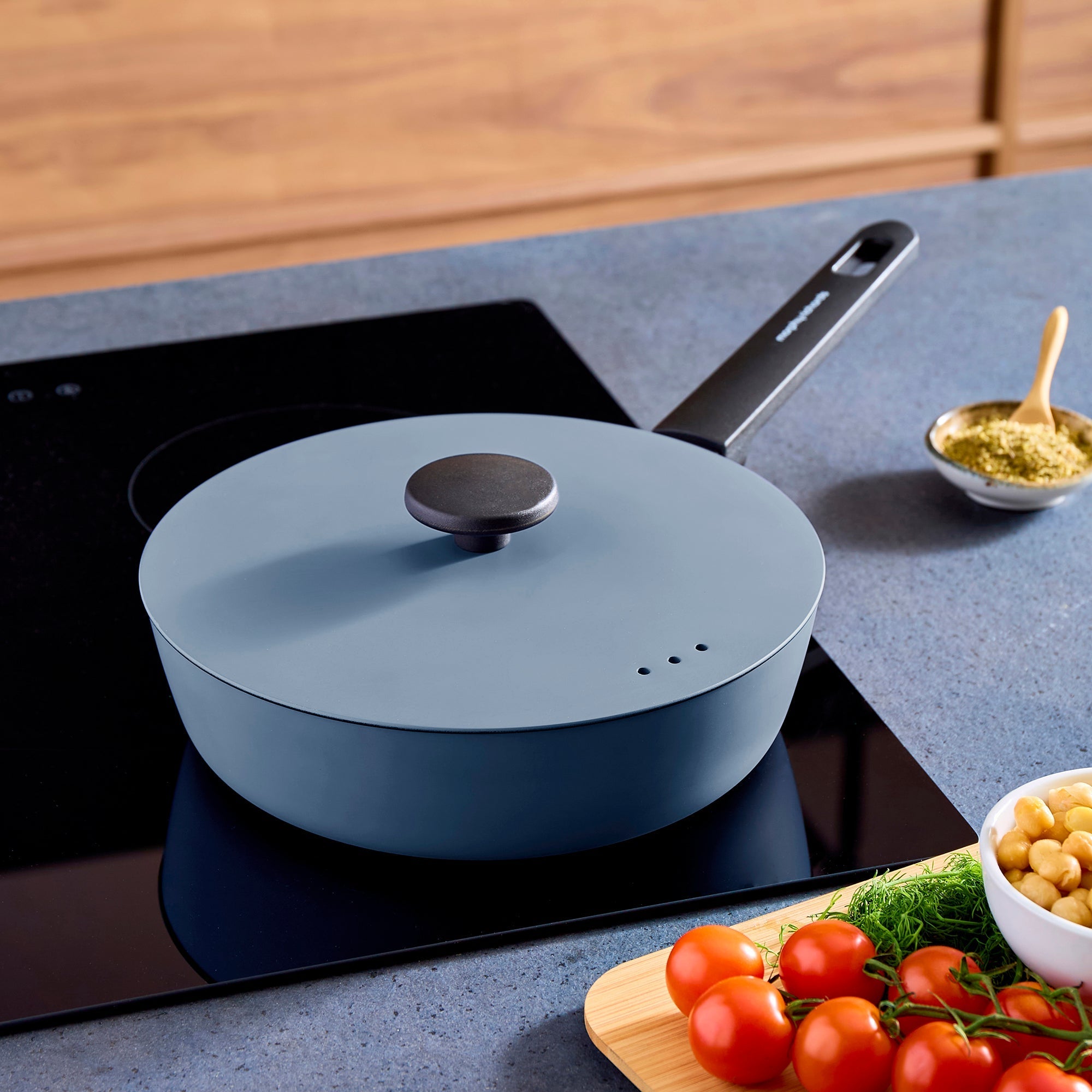 20cm Cast Aluminium Casserole Dish Blue & 24cm Forged Aluminium Saute Pan Set - Blue