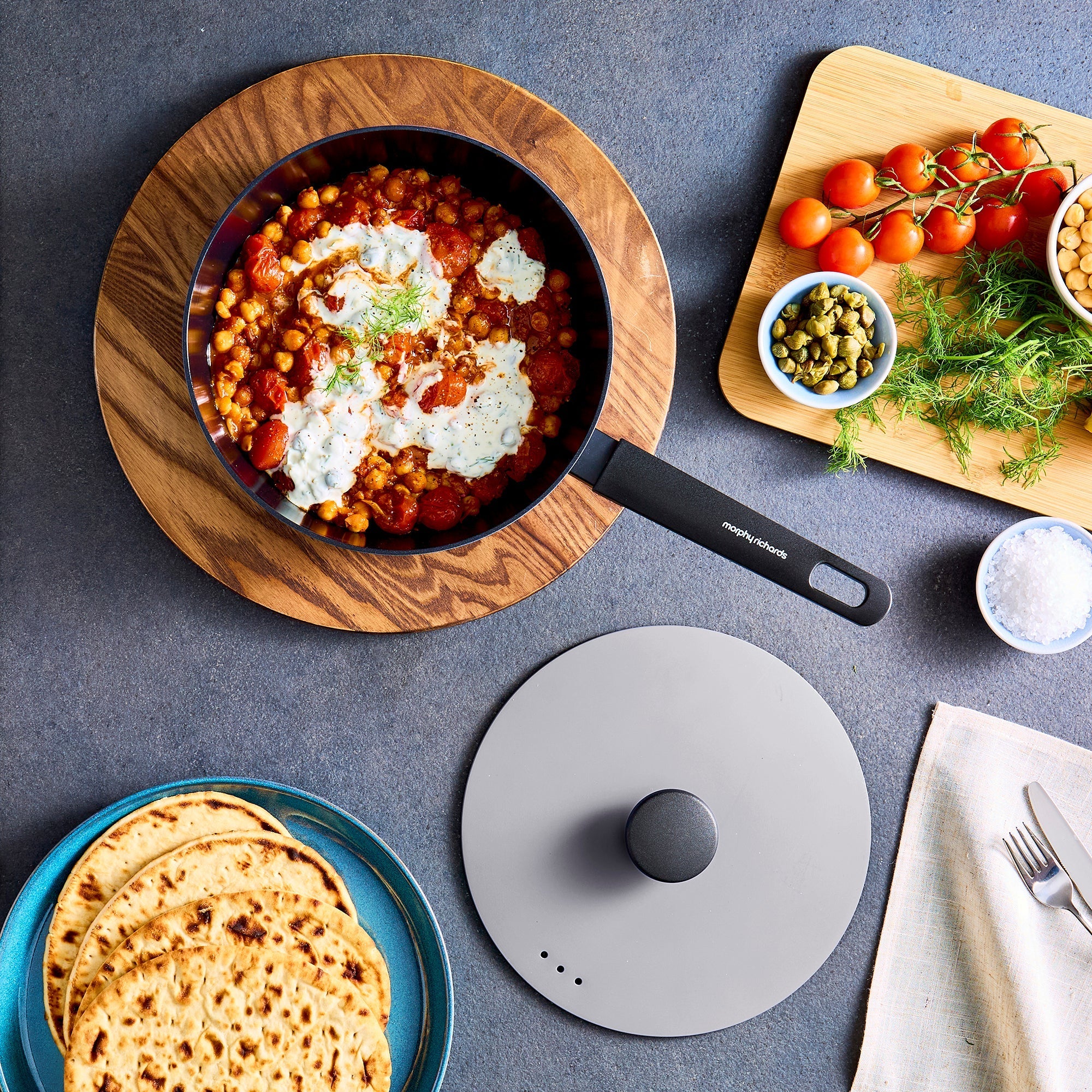 24cm Forged Aluminium Saute Pan - Grey