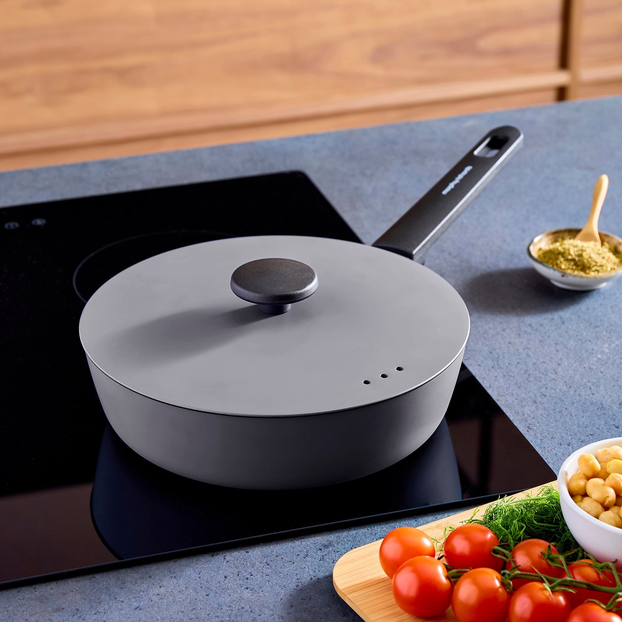 20cm Cast Aluminium Casserole Dish Grey & 24cm Forged Aluminium Saute Pan Set - Grey