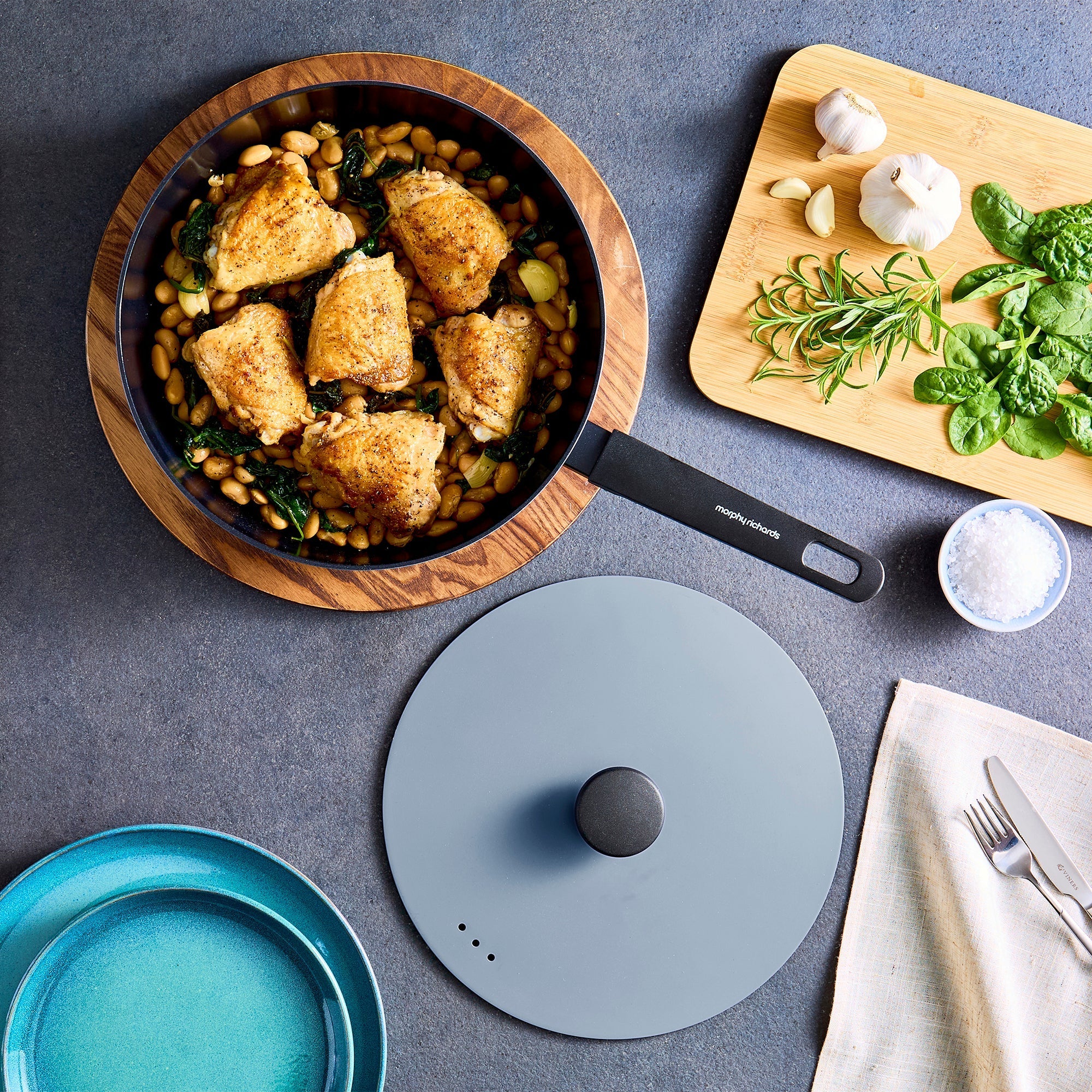 28cm Forged Aluminium Saute Pan - Blue