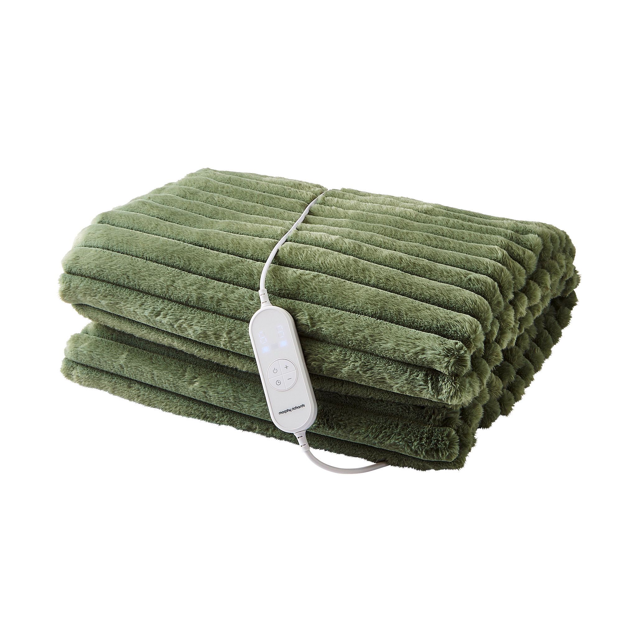 EverCosy Large Luxury Striped Fleece Electric Heated Throw - Green