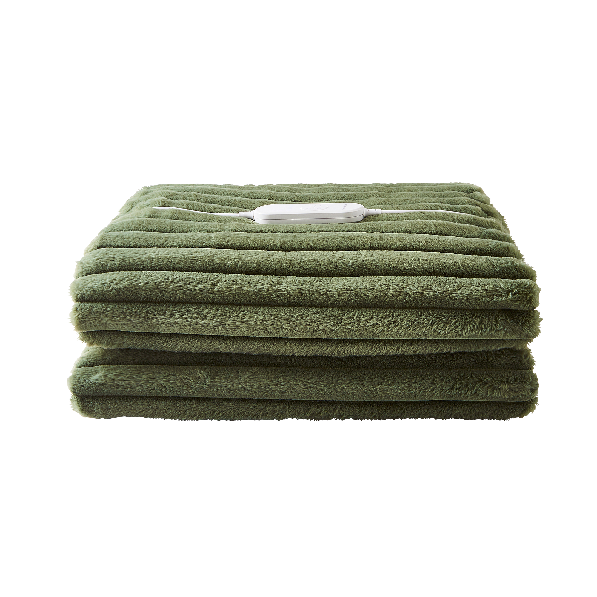 EverCosy Large Luxury Striped Fleece Electric Heated Throw - Green