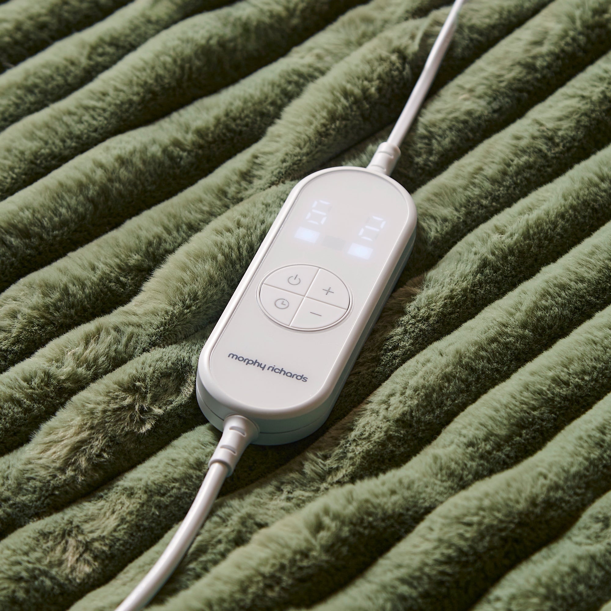 EverCosy Large Luxury Striped Fleece Electric Heated Throw - Green