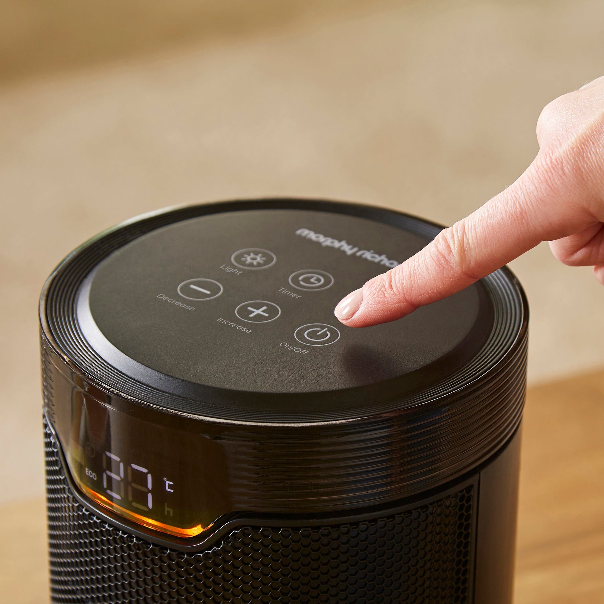 HeatFlux 1.5kw Bedside Ceramic Fan Heater with Remote Control - Black