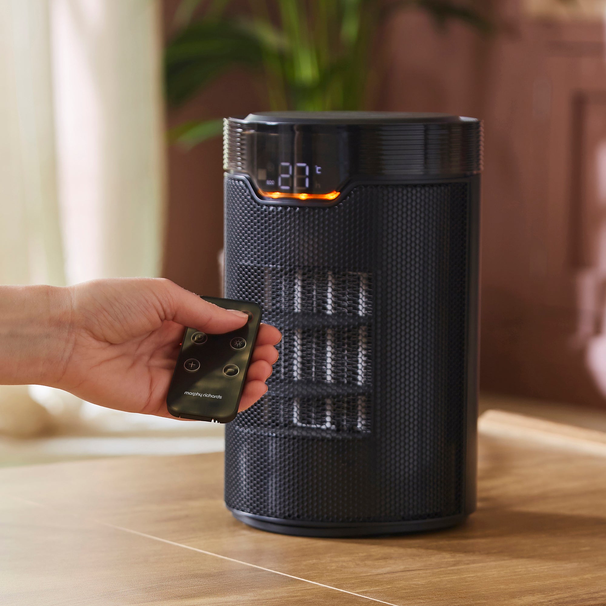 HeatFlux 1.5kw Bedside Ceramic Fan Heater with Remote Control - Black