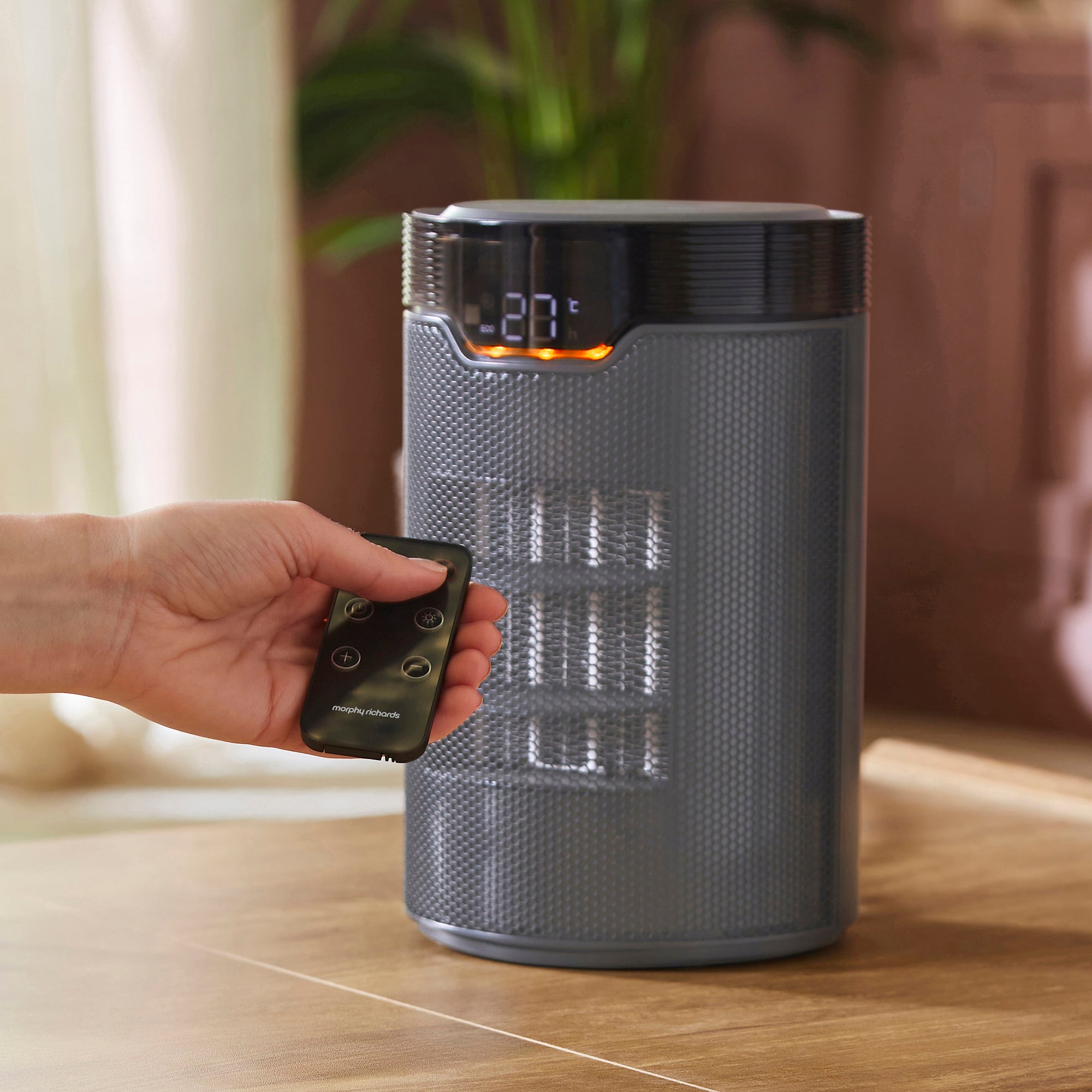 HeatFlux 1.5kw Bedside Ceramic Fan Heater with Remote Control - Grey