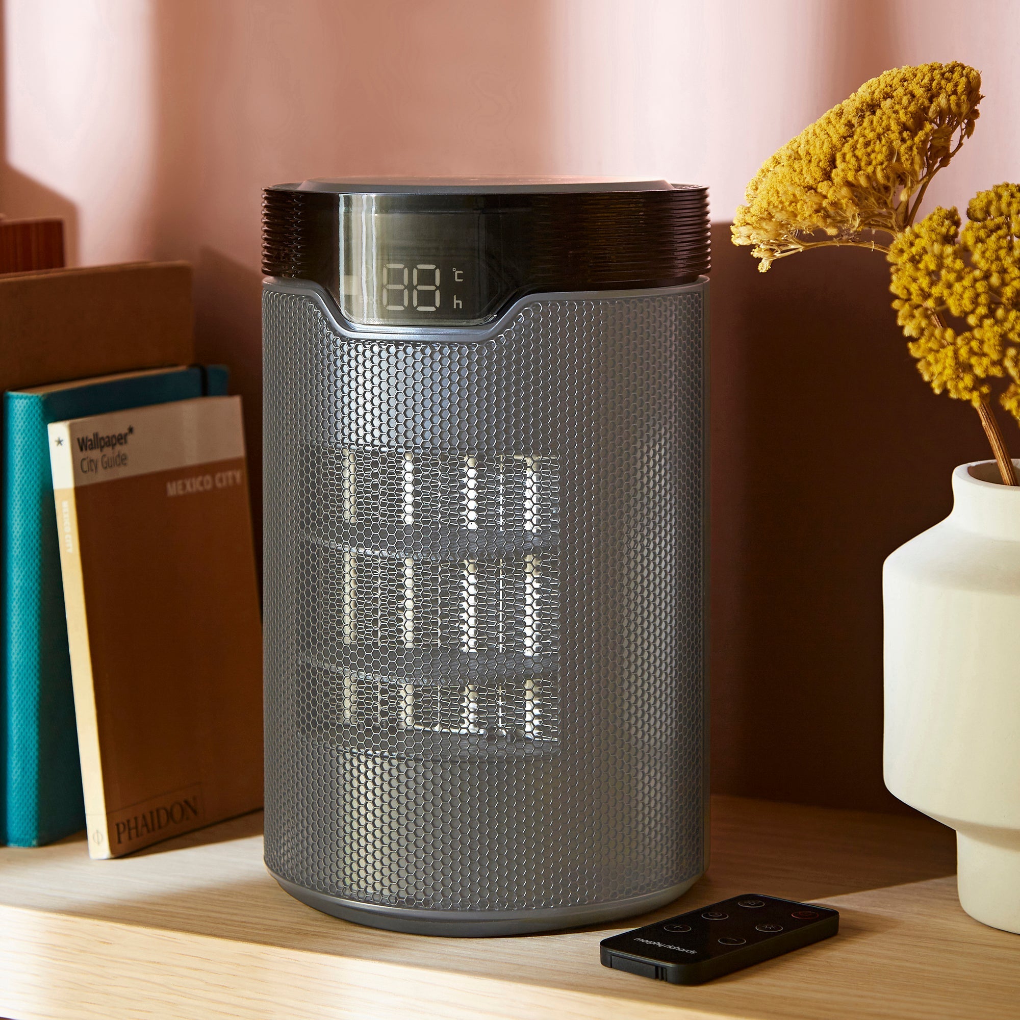 HeatFlux 1.5kw Bedside Ceramic Fan Heater with Remote Control - Grey