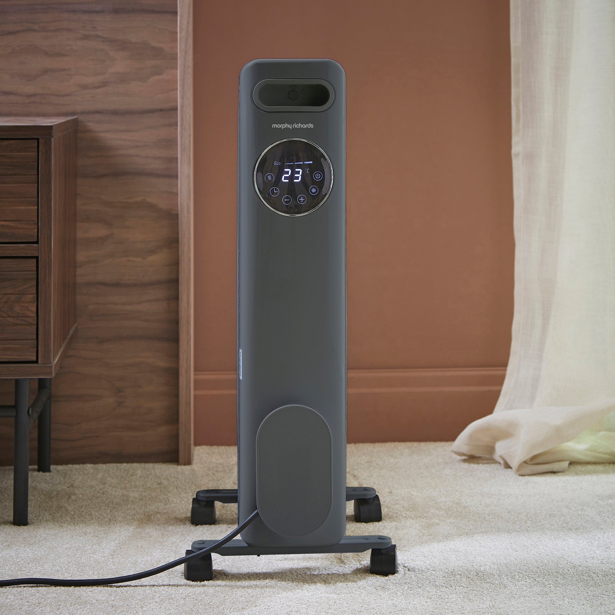 HeatFlux 1.5kw Digital Oil Filled Radiator with Remote Control - Grey