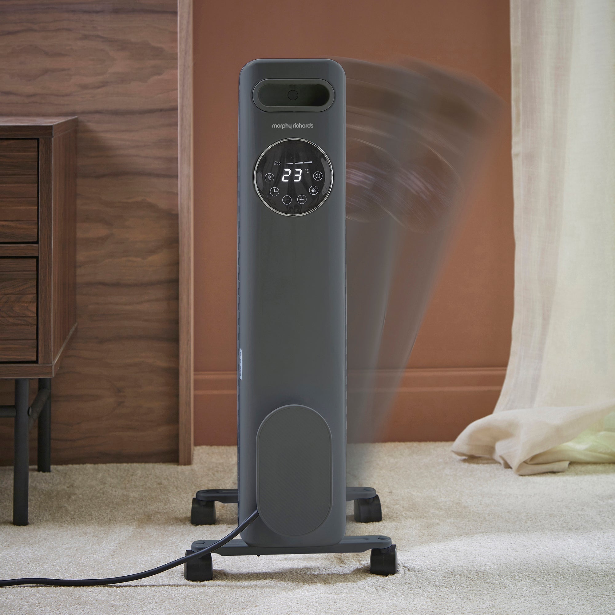 HeatFlux 1.5kw Digital Oil Filled Radiator with Remote Control - Grey