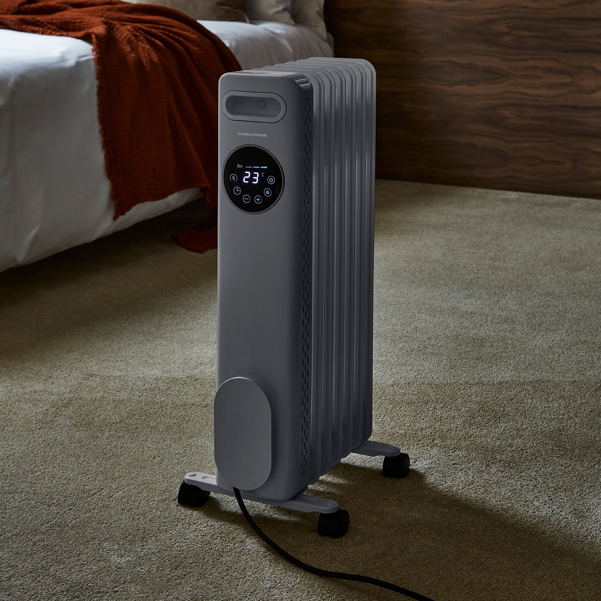 HeatFlux 1.5kw Digital Oil Filled Radiator with Remote Control - Grey