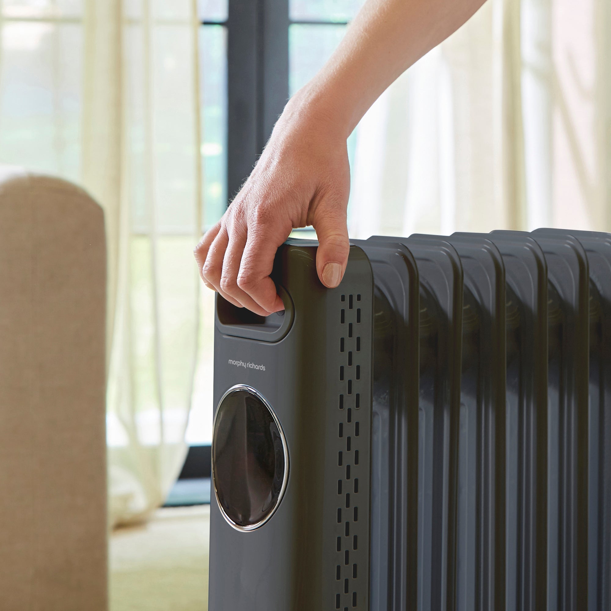 HeatFlux 1.5kw Digital Oil Filled Radiator with Remote Control - Grey